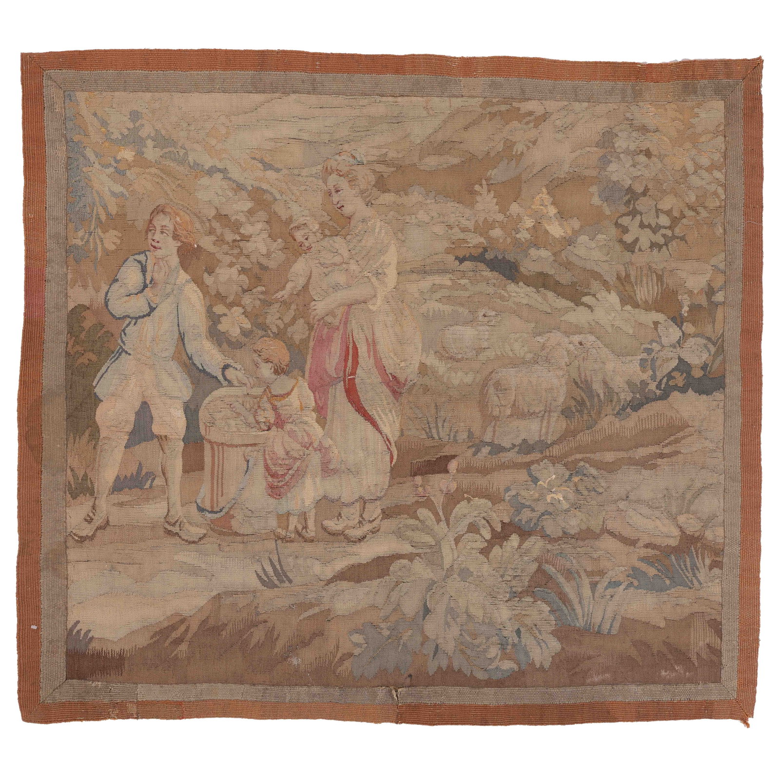 Continental Pictorial Tapestry, 19th C., 3'6'' x 3'11'' (1 of 6)