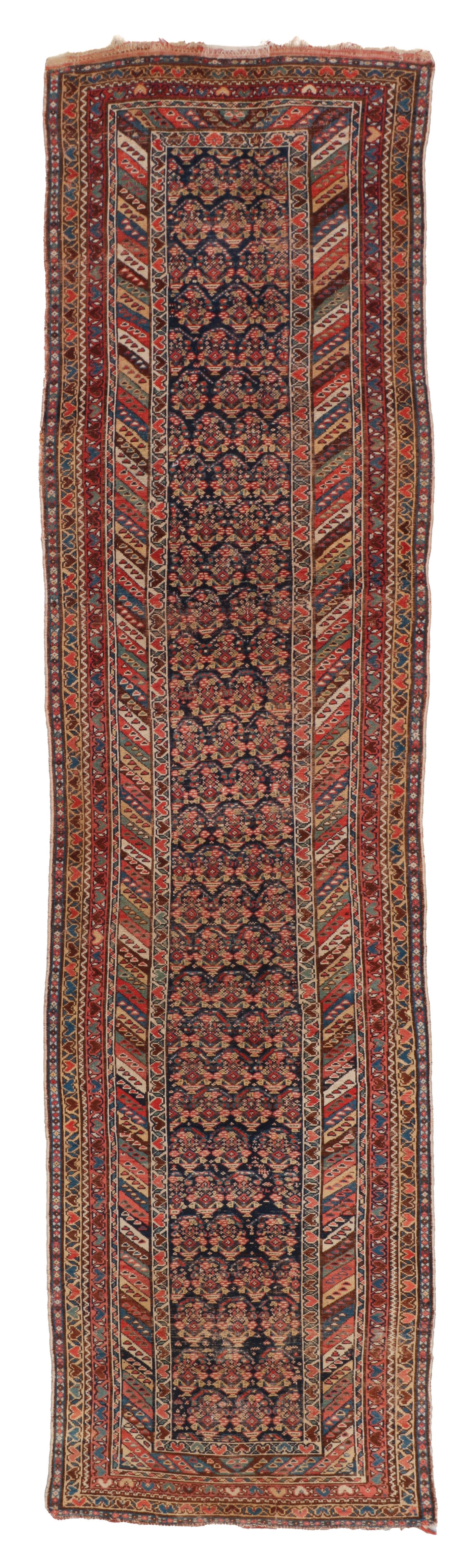 Kurd Blue Field Runner, Persia, Ca. 1900, 3'2'' x 12'8'' (1 of 4)