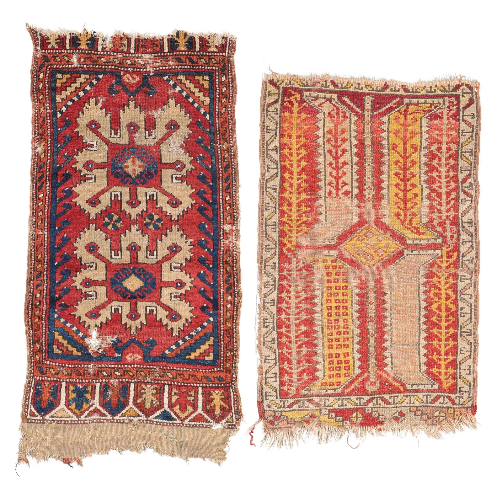 Two Antique Konya Yastik Rugs, Central Anatolia, Late 19th/Early 20th C. (1 of 4)