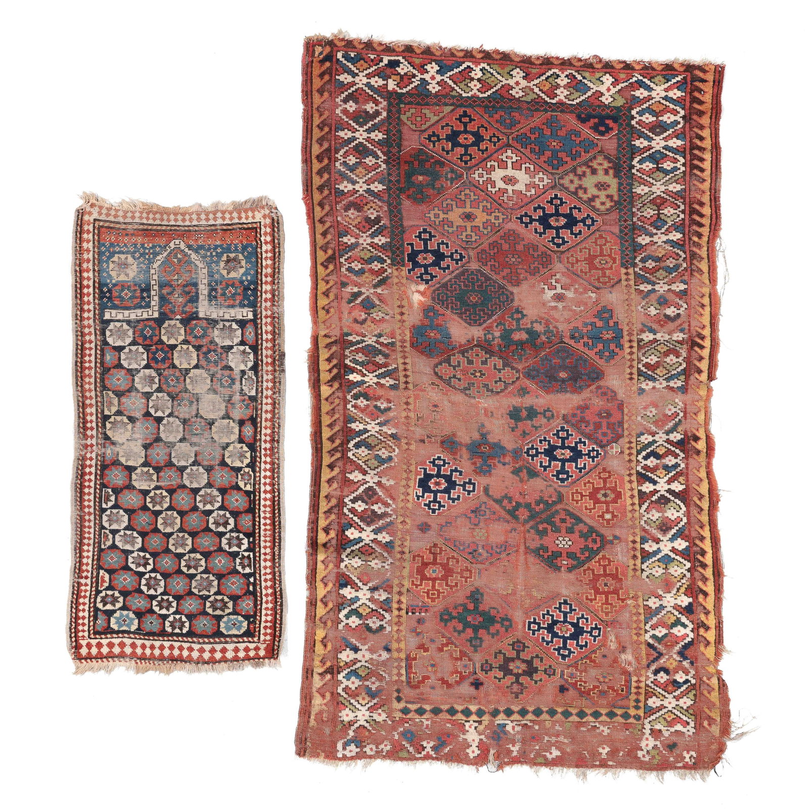 Persian Kurd & Caucasian Prayer Rug (2), 19th C. (1 of 6)
