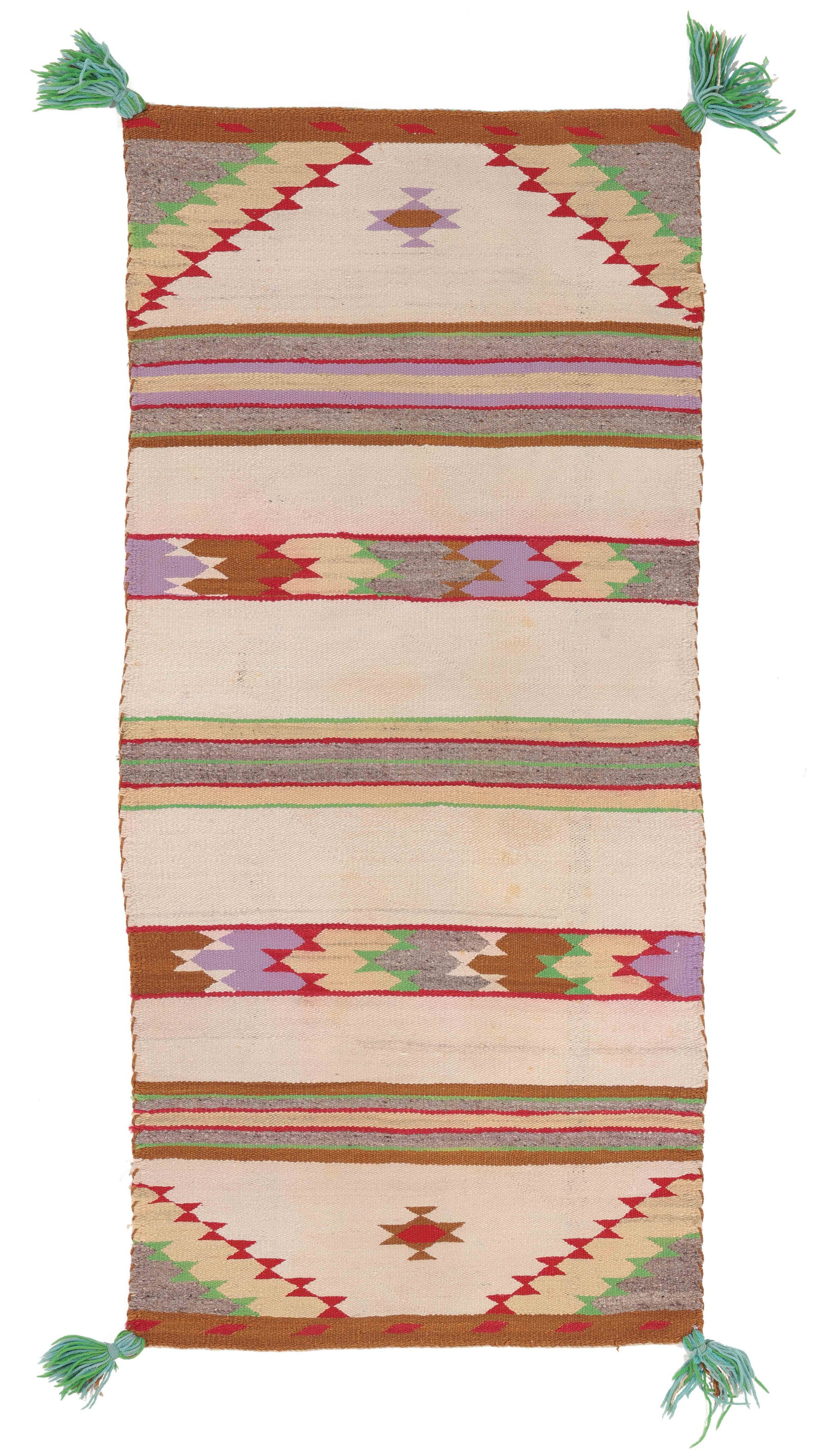 Navajo Rug, 2'5'' x 5'2'': Navajo Rug, 2'5'' x 5'2'' (74 x 157 cm). Weight: 3 lbs. Wool.