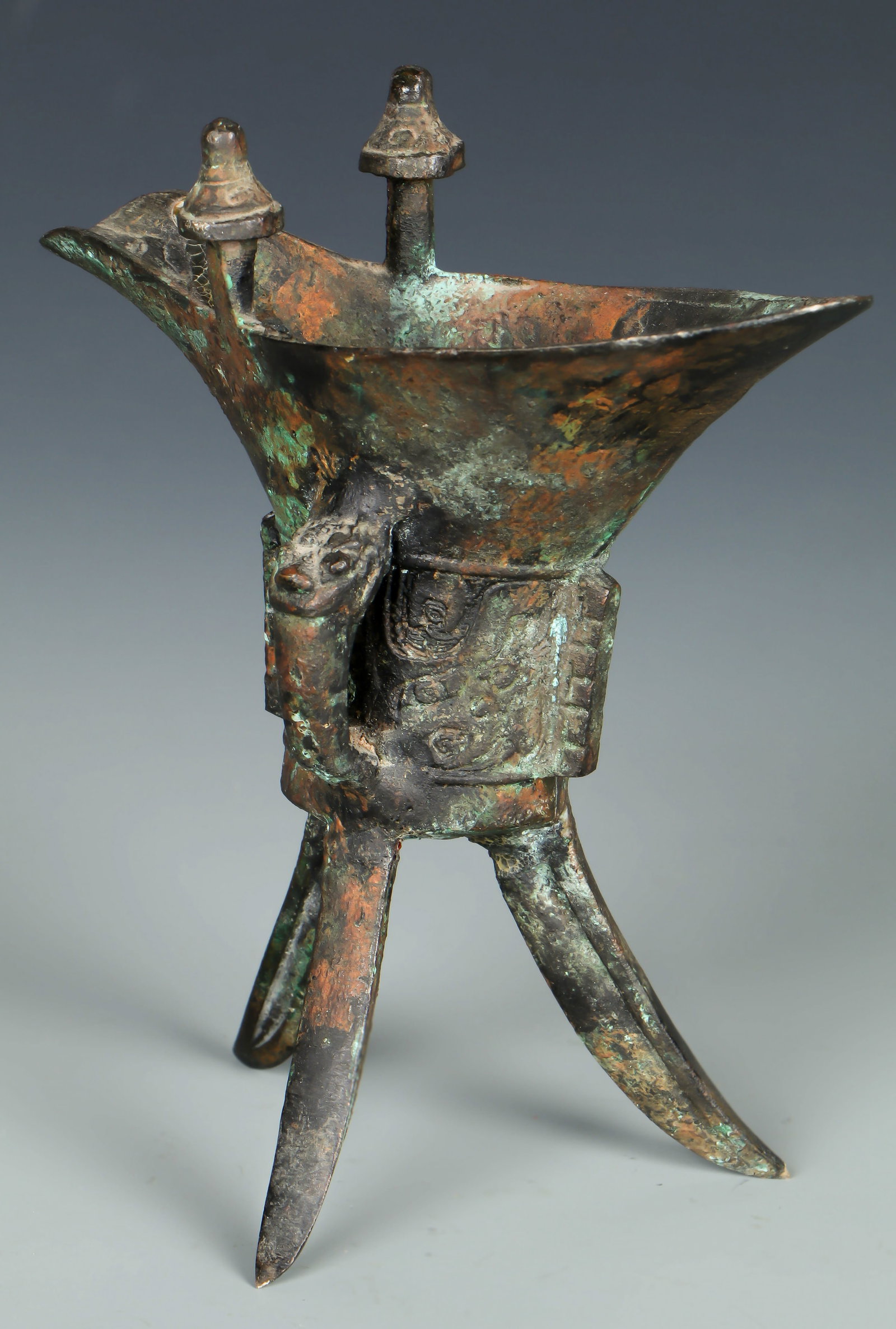 Chinese Archaic Style Bronze Jue Ritual Wine Vessel (1 of 3)