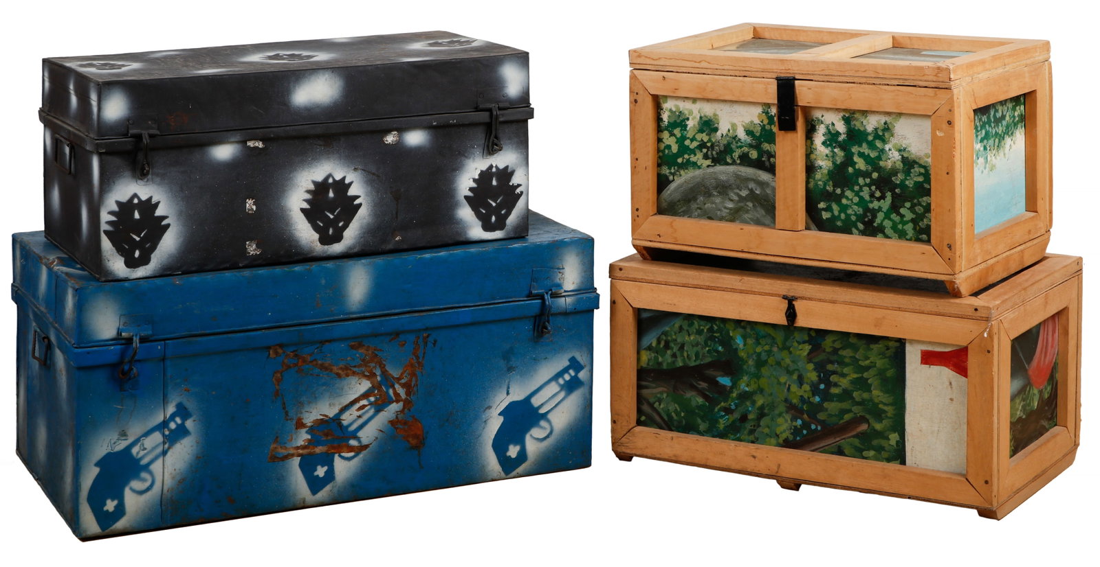 4 Folk Painted Trunks (1 of 4)