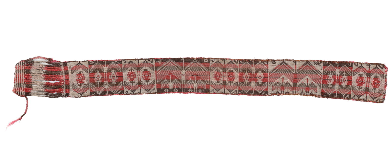 Chumpi Condor Belt, Sacaca, Dept. of Potosi, 20th C.: Chumpi Condor Belt, Sacaca, Dept. of Potosi, 20th C. 3'0'' x '3.5'' (91 x 9 cm). Sheep's wool. Beside the prominent condor design, this fine belt features the vilca (sun motif). Acquired in the field 