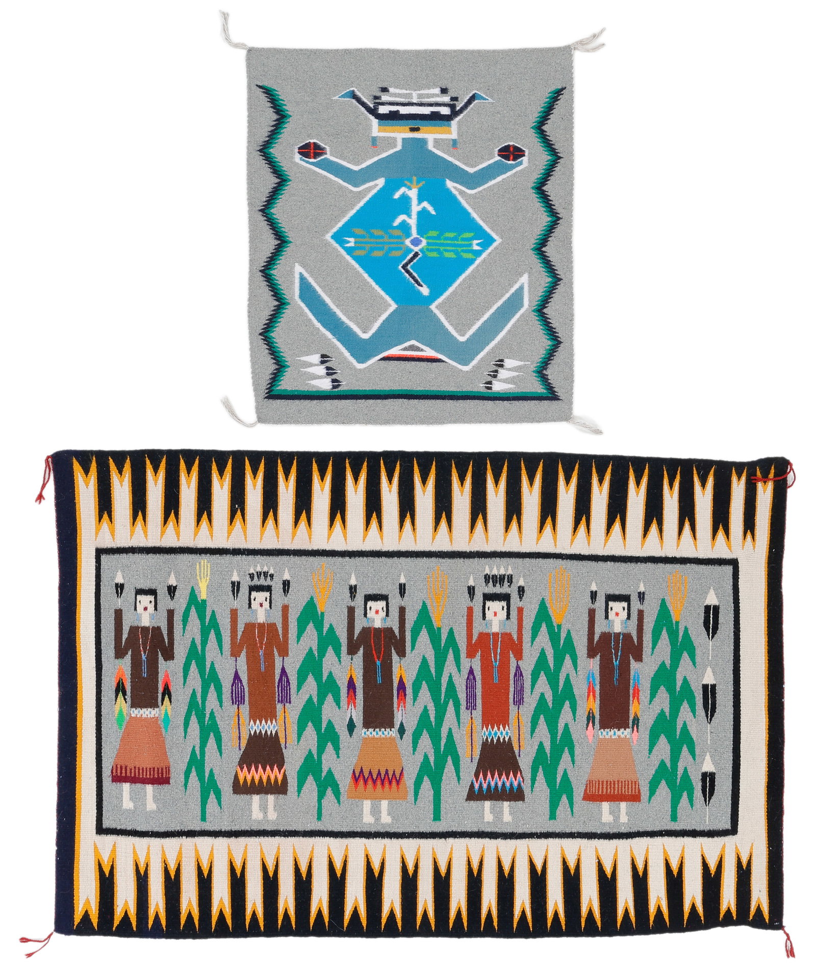 Two Navajo Figural Wool Rugs, Mid-20th C. (1 of 5)