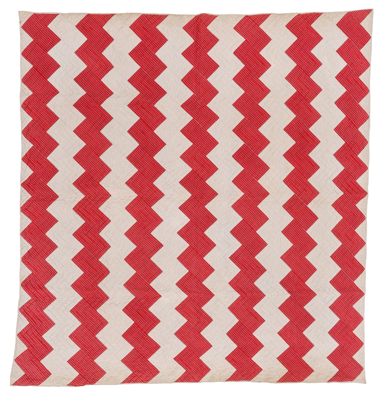 "Streak of Lighting" Pieced Quilt, circa 1930s (1 of 3)
