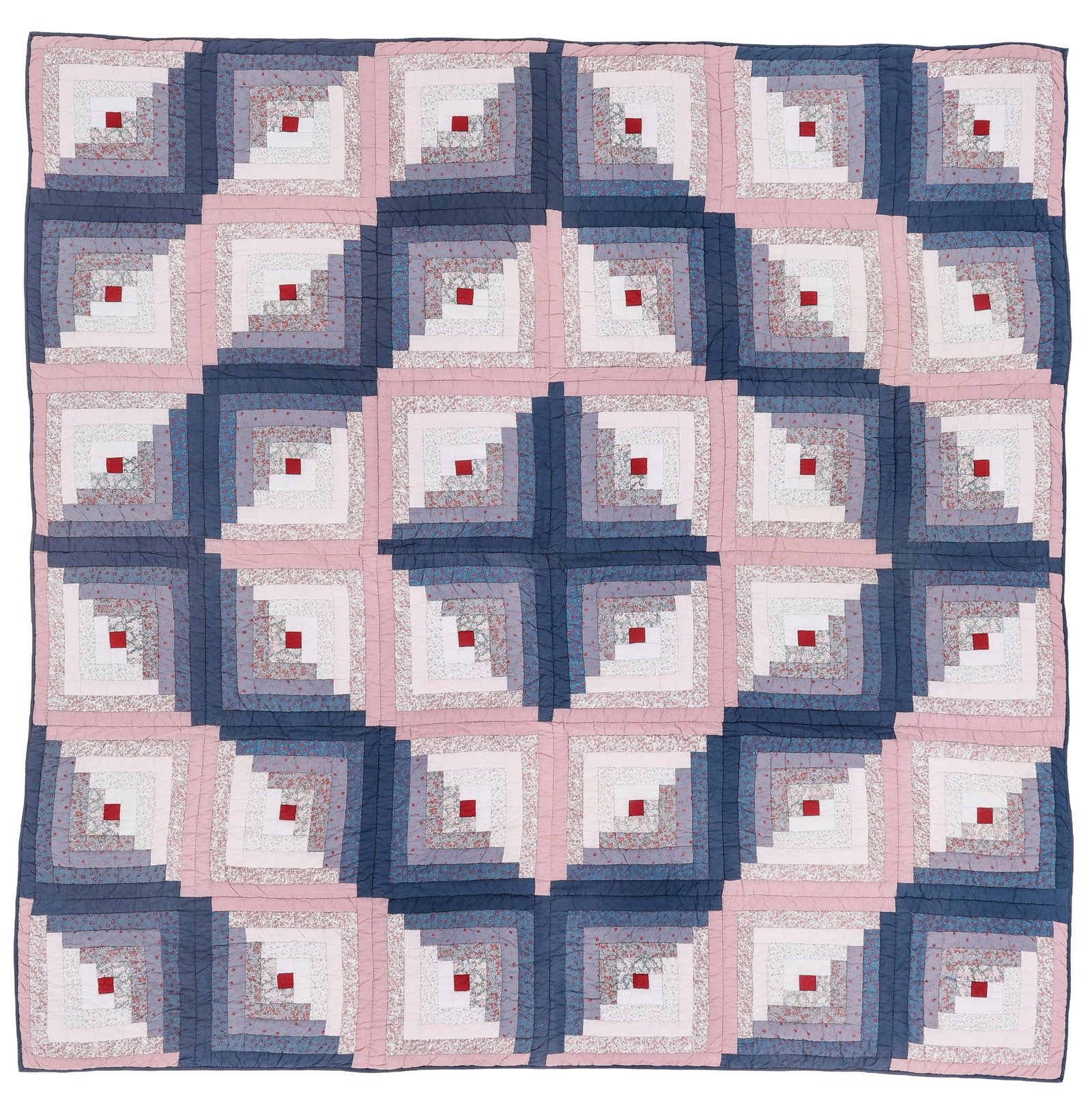 Antique "Log Cabin" Barn Raising Variant Quilt (1 of 3)