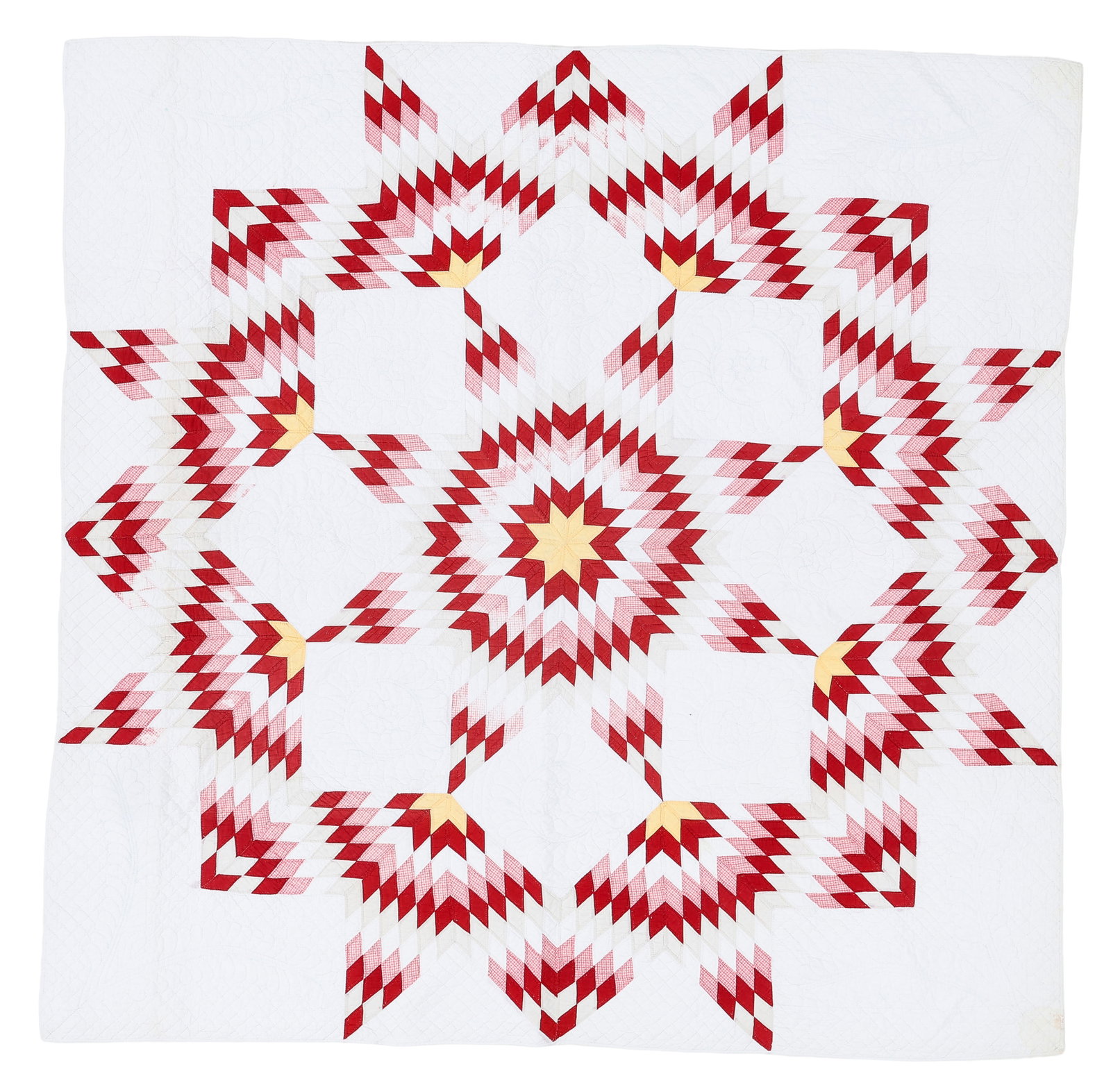 Broken Star Pieced Cotton Quilt, Mid 20th C. (1 of 4)