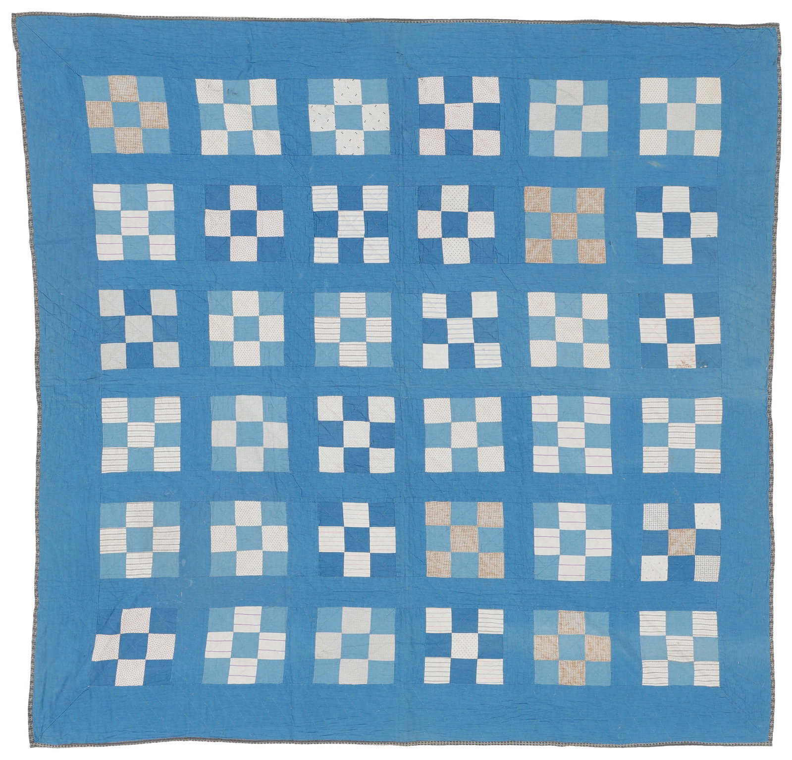Hand Stitched "Nine Patch" Pieced Quilt, circa 1930s (1 of 3)