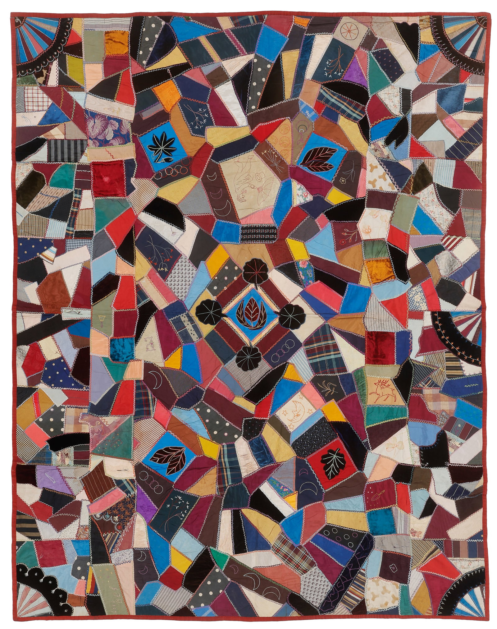 Embroidered and Pieced Crazy Quilt, Early 20th C. (1 of 4)