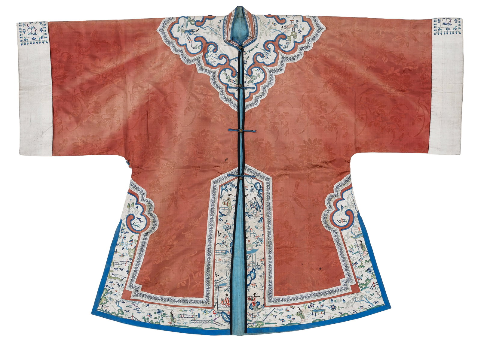 Chinese Apricot Damask Silk Lady's Robe, Late 19th/Early 20th C. (1 of 3)