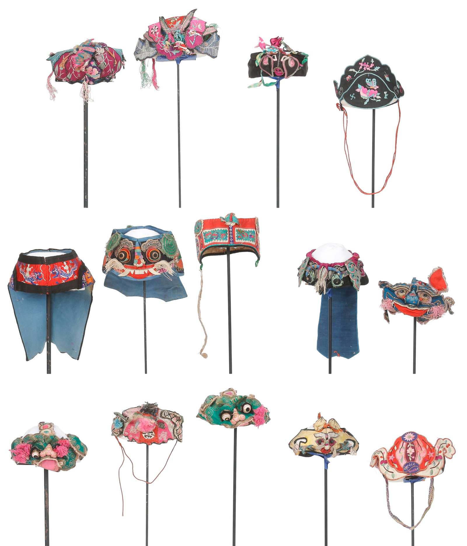 Group of 14 Chinese Silk Child's Hats, Early 20th C. (1 of 8)