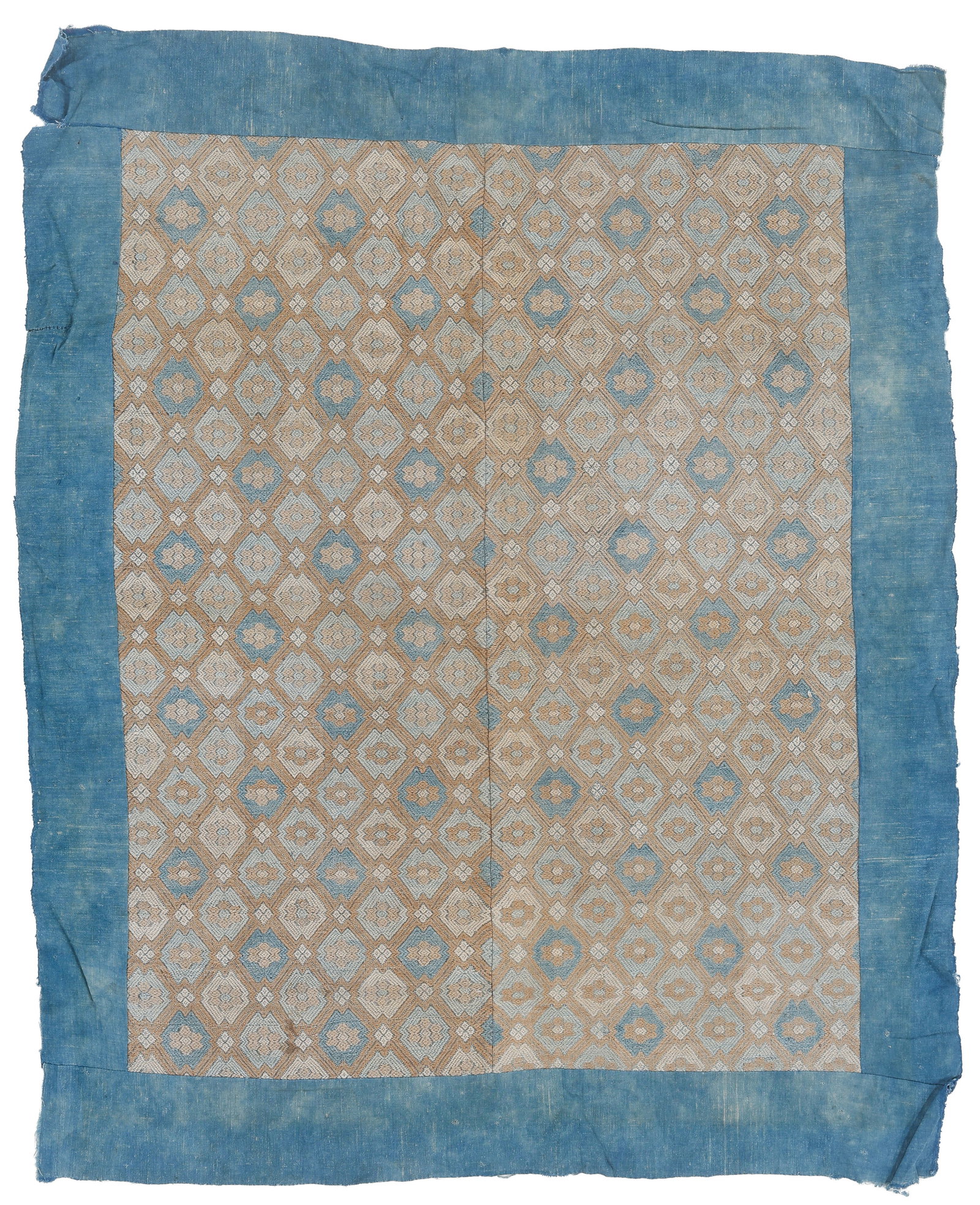 Antique Tujia Indigo-Dyed Cotton Blanket Textile, China (1 of 3)