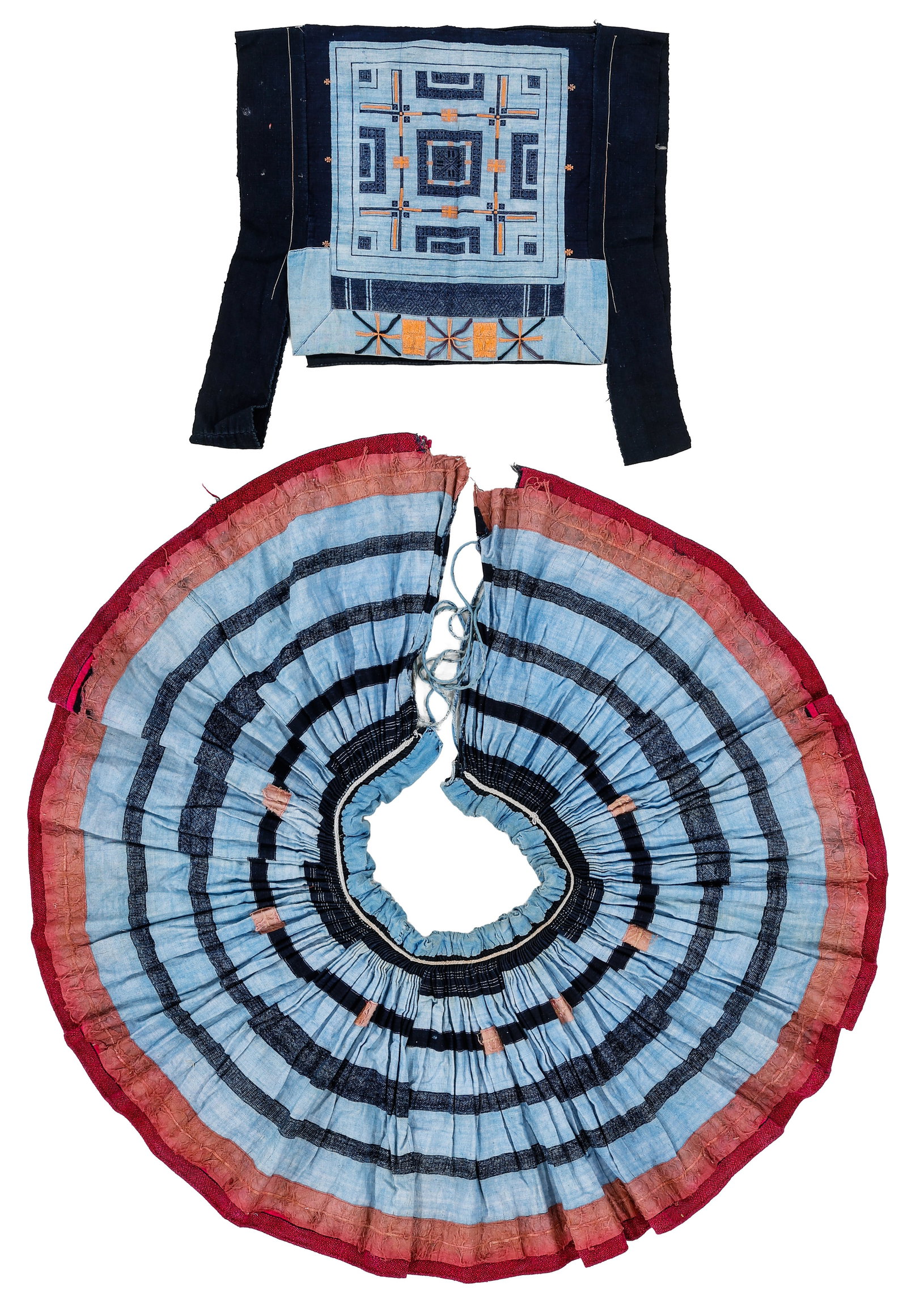 Baiku Yao Woman's Top and Pleated Skirt, Guangxi or Guizhou, China, Early/Mid 20th C. (1 of 3)