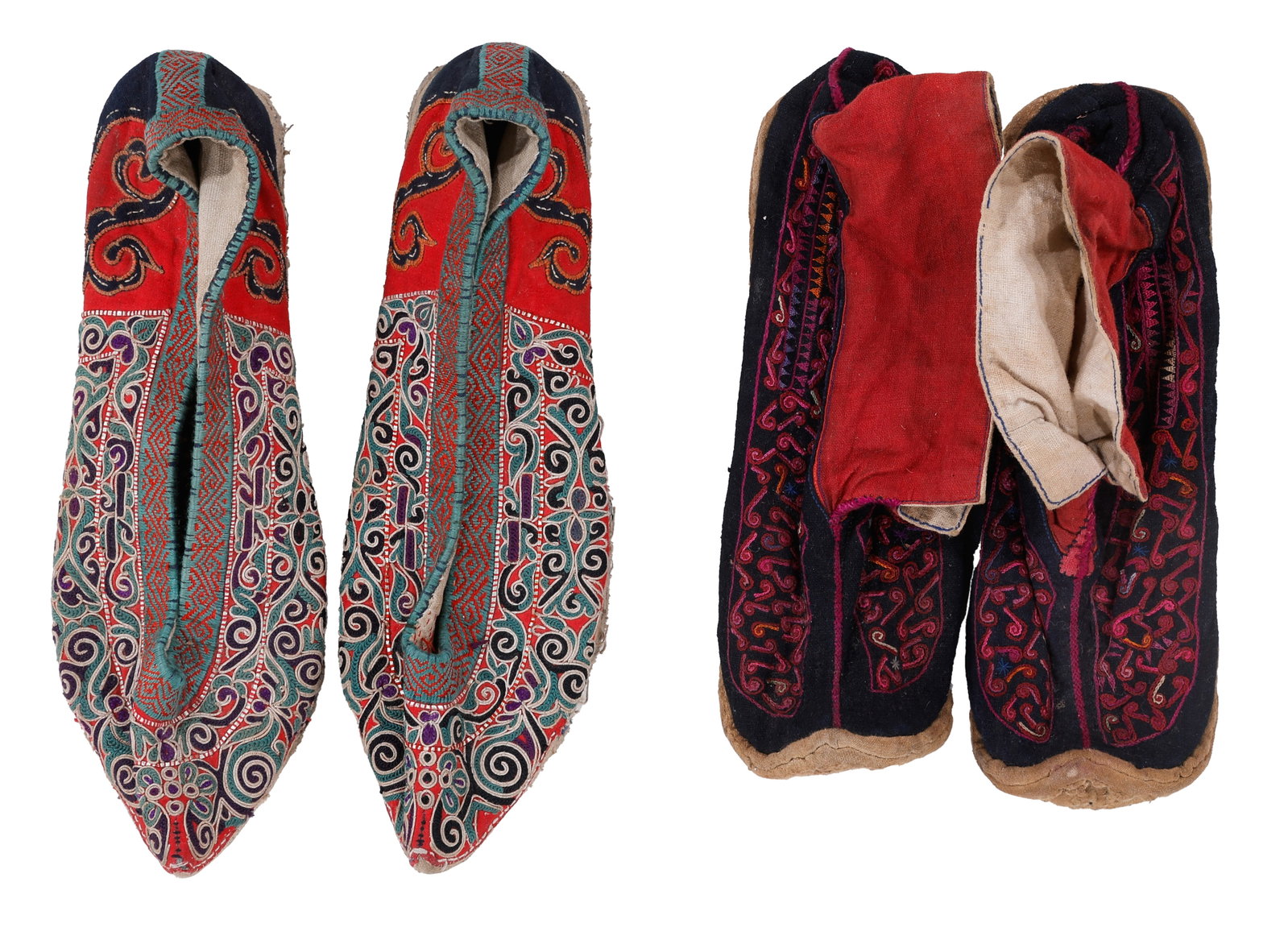 Two Pairs of Miao Embroidered Shoes, China, Mid 20th C. (1 of 2)