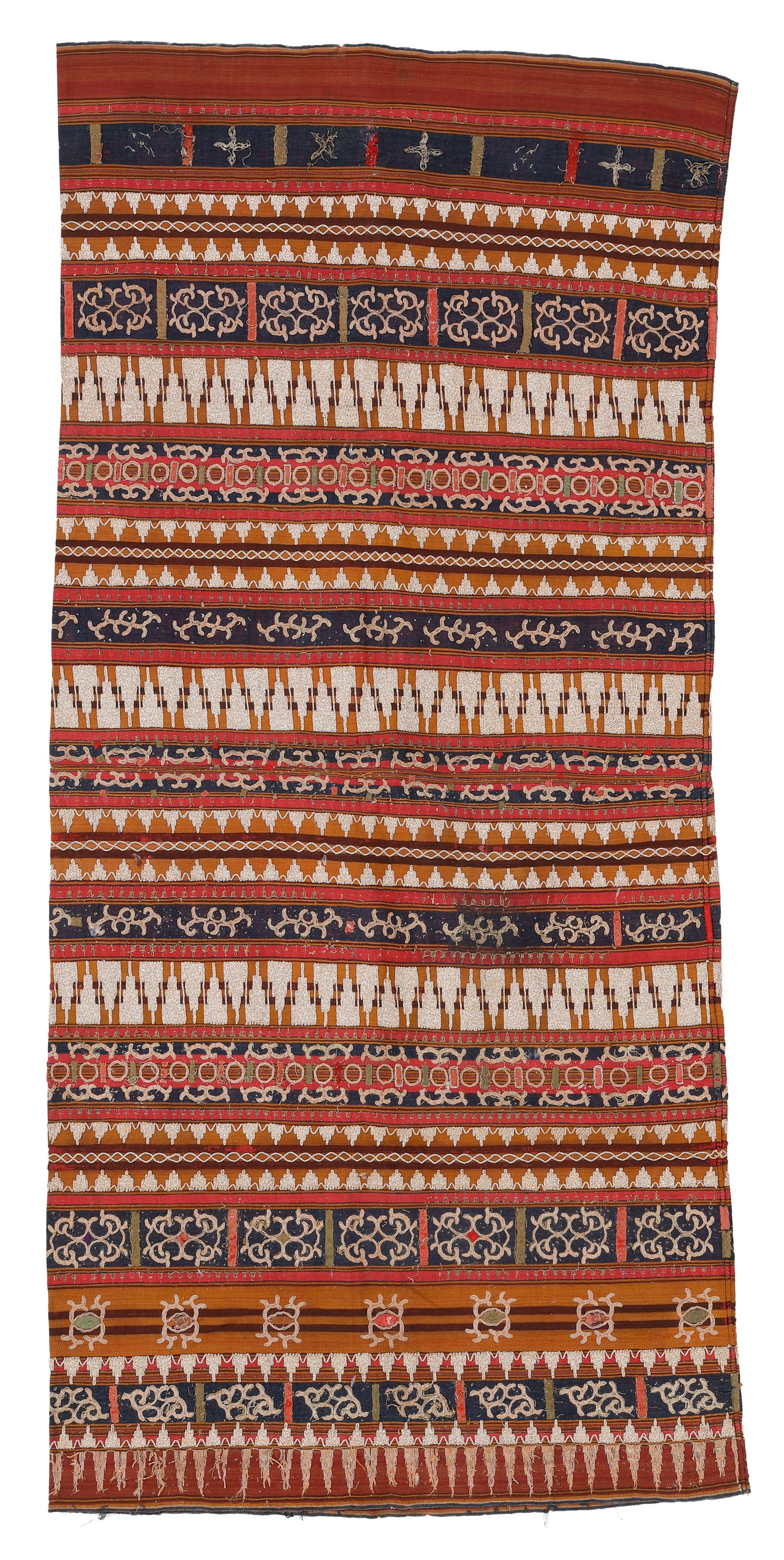 Lampung Woman's Ceremonial Tapis Skirt, Sumatra, Indonesia, Early/Mid 20th C.: Lampung Woman's Ceremonial Tapis Skirt, Sumatra, Indonesia, Early/Mid 20th C. Size: 1'10'' x 3'11'' (56 x 119 cm). Cotton with gold metal wrapped thread.