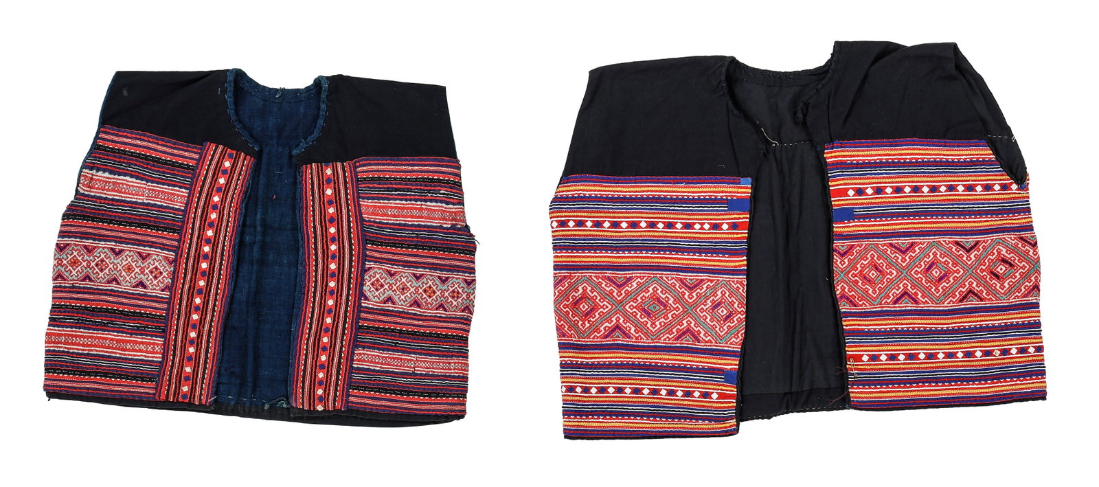 Two Akha Hill Tribe Embroidered and Applique Vests, Mid 20th C. (1 of 3)
