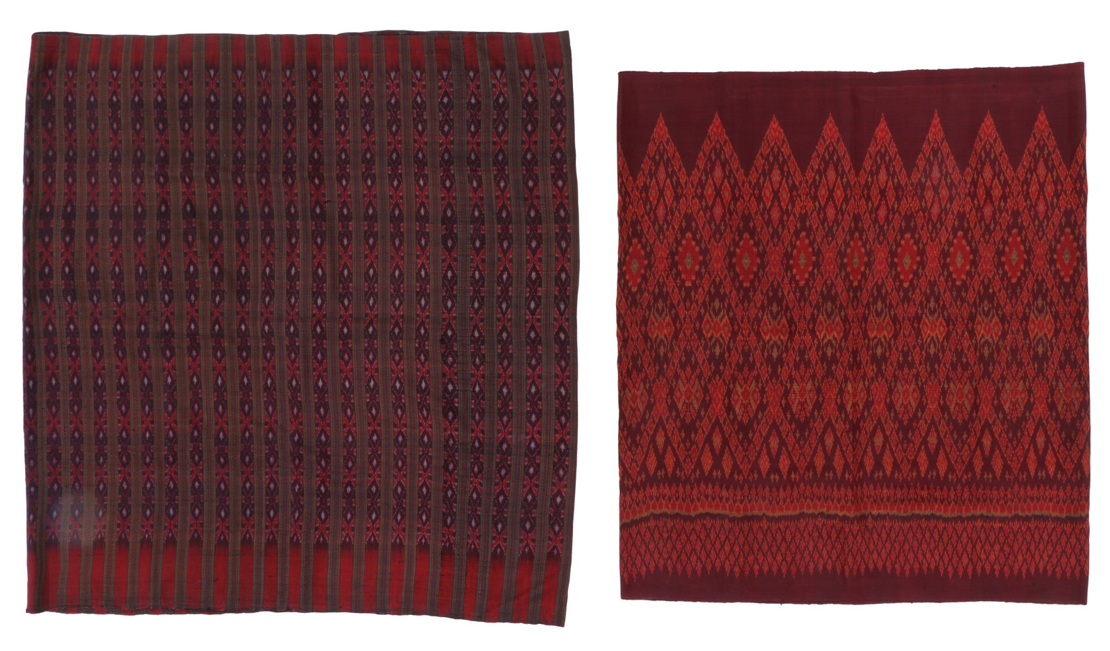 Two Silk Ikat Phaa Sin Tube Skirts, Thailand, Early 20th C. (1 of 5)