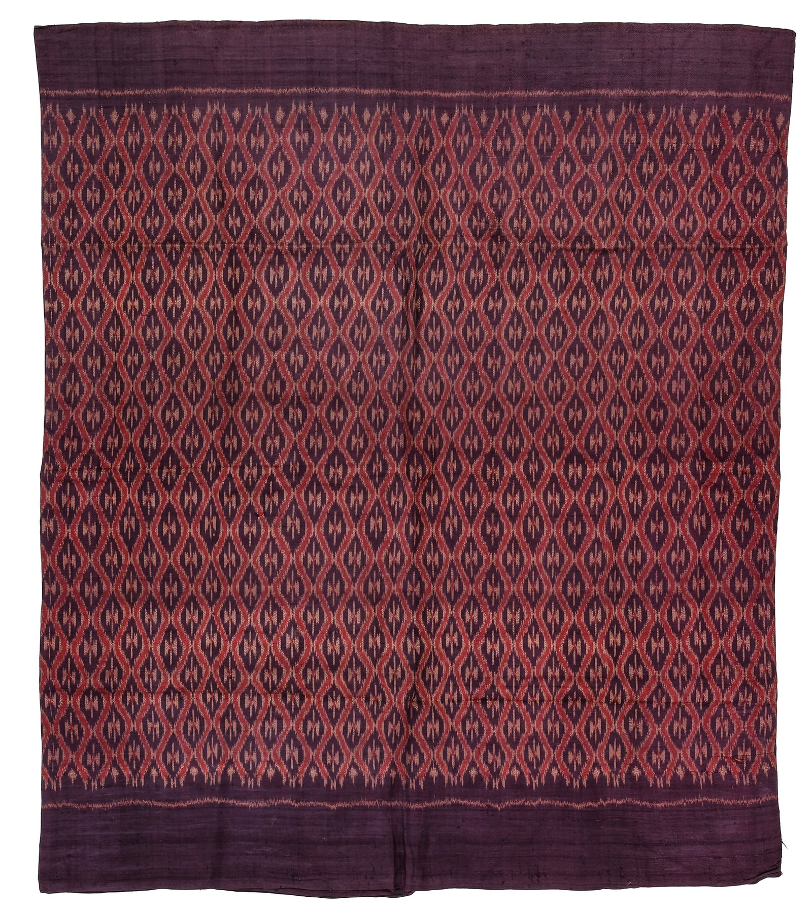 Silk Ikat Sarong, Cambodia, c. 1930: Silk Ikat Sarong, Cambodia, c. 1930. Size: 2'4'' x 2'9'' (71 x 84 cm). Silk, ikat warp.