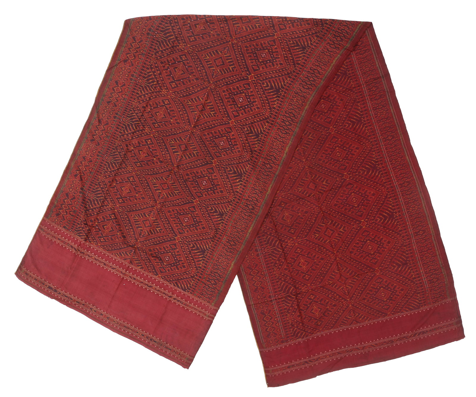 Antique Silk Ikat Ceremonial Textile, Cambodia (1 of 2)