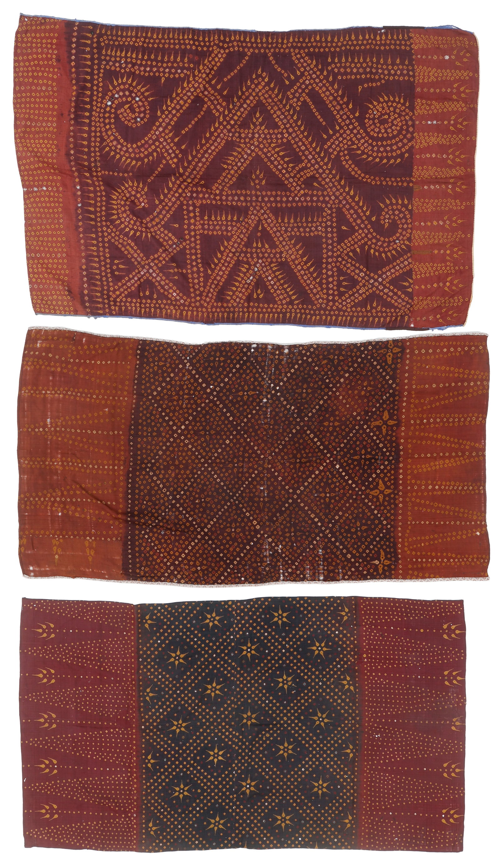 Three Khmer Kiet Tie-Dye Silk Textiles, Cambodia (1 of 3)