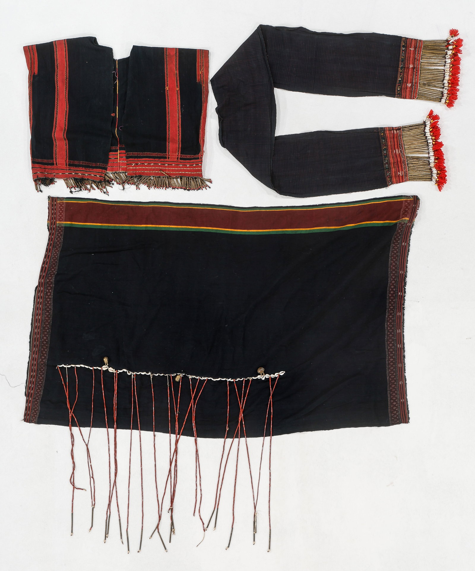Chin Bead Embellished 3-Piece Costume, Burma or NE India (1 of 3)
