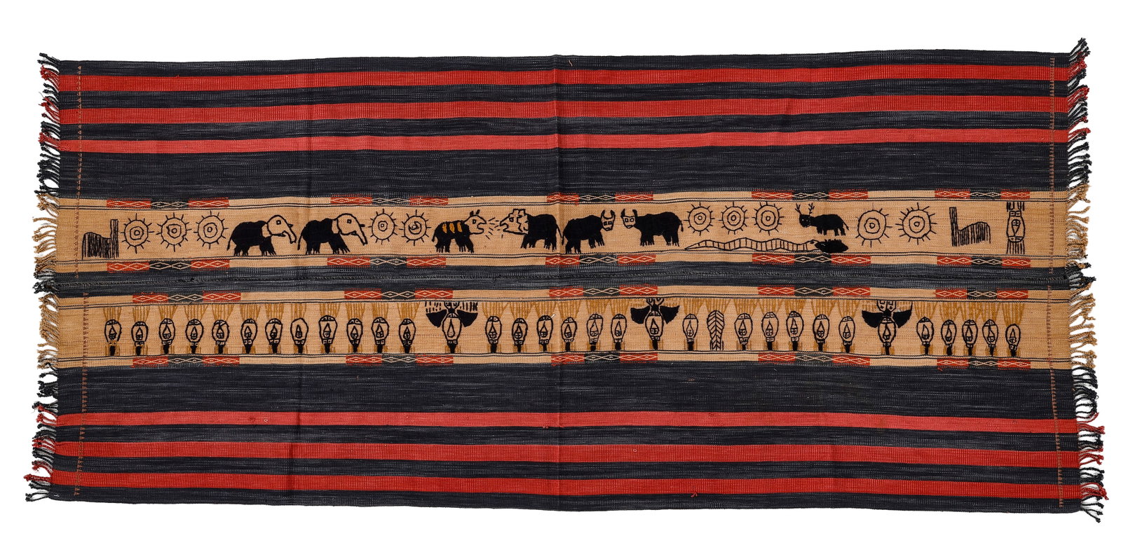 Naga "Story Quilt" Embroidered Textile, NE India or Burma (1 of 4)