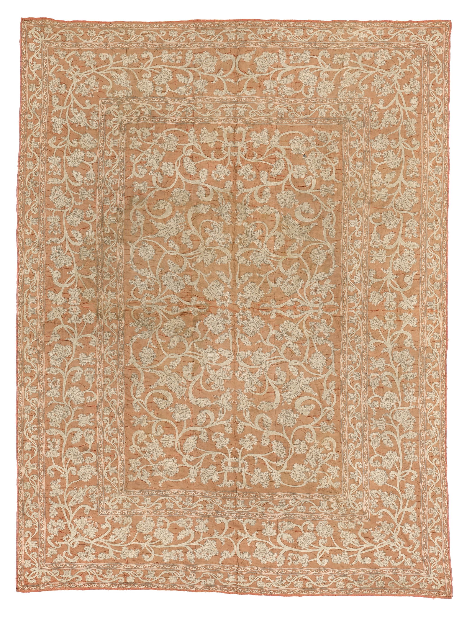 Silk Embroidered Colcha Textile, Bengal, India for European Market, c. 1700-1759 (1 of 4)