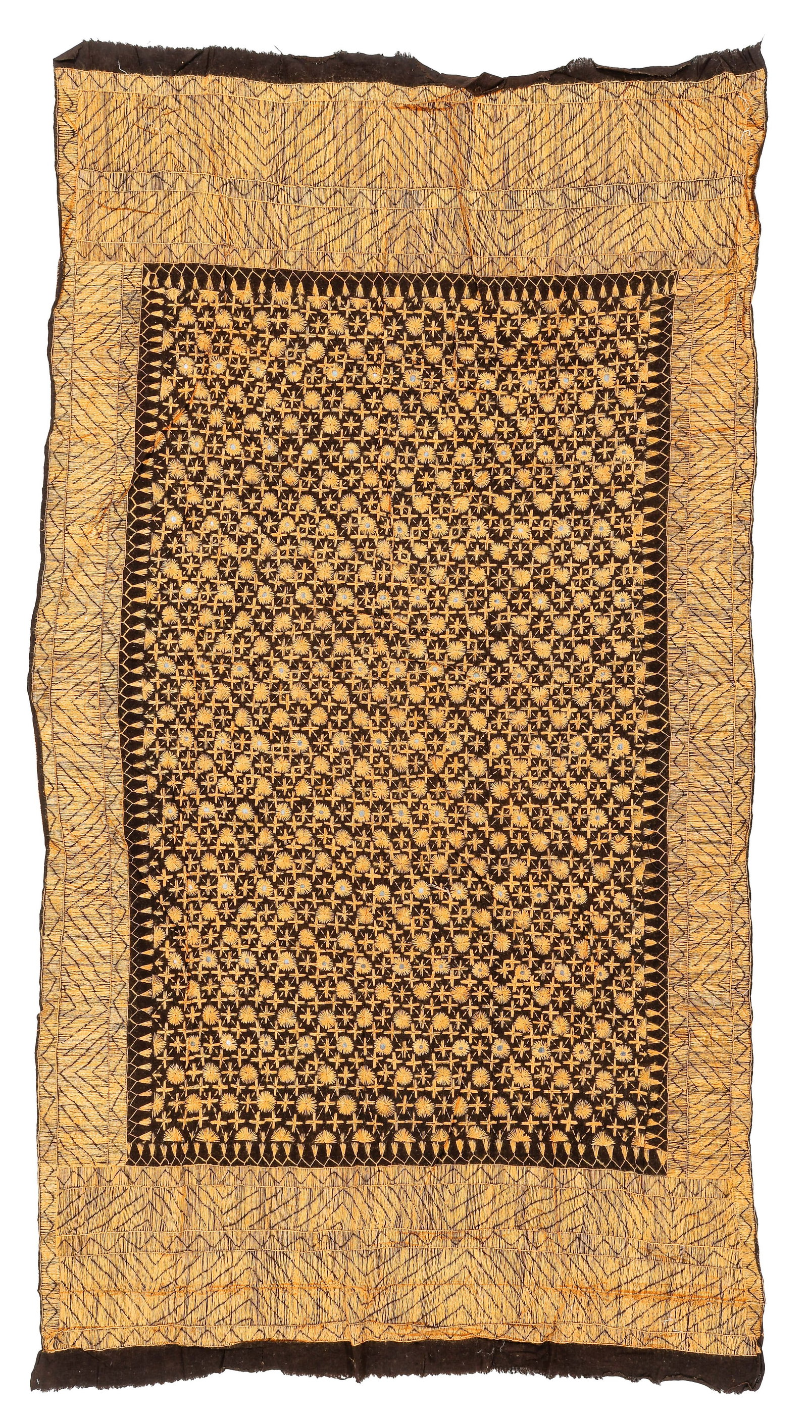 Punjab Shishedar Phulkari Textile, Early 20th C. (1 of 3)
