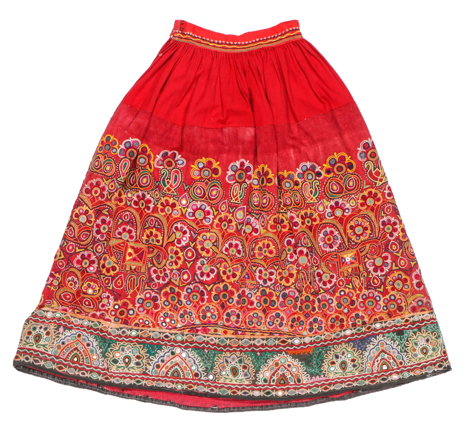 Banjara Woman's Skirt with Embroidery and Mirror Work, India, Mid 20th C. (1 of 3)