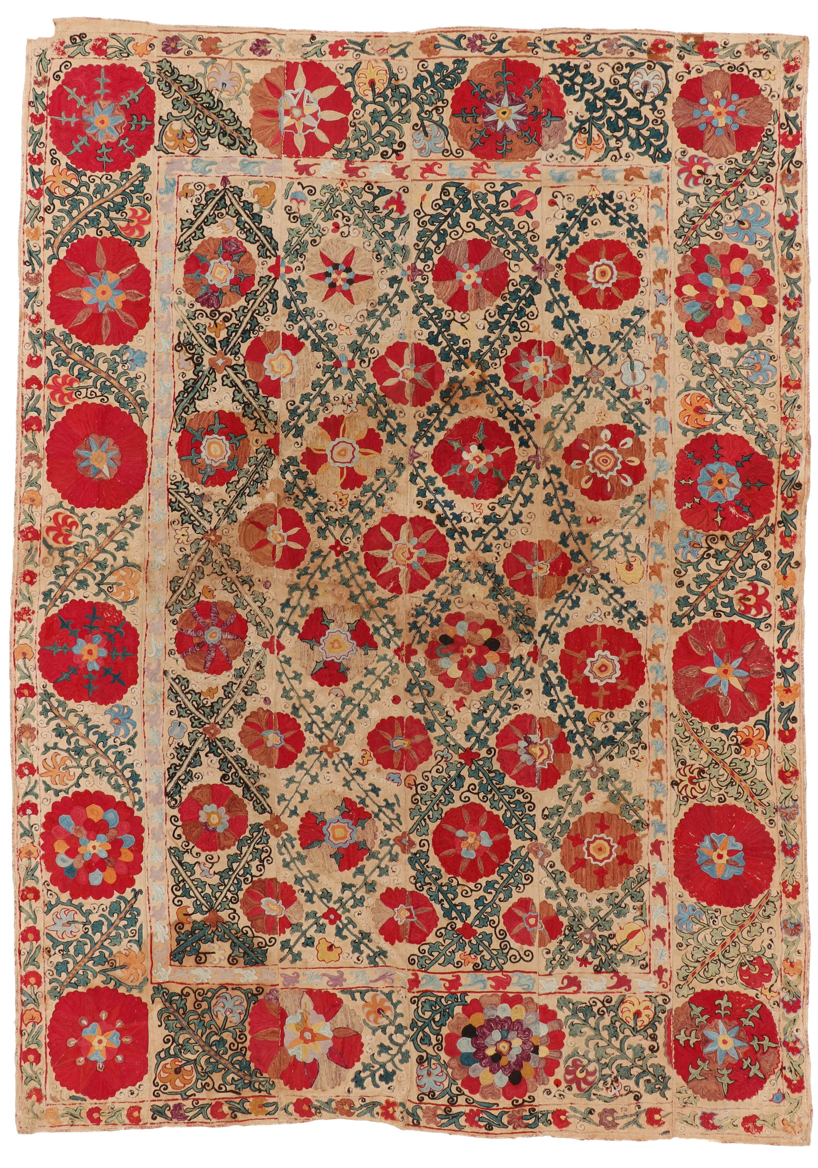 Uzbek Embroidered Suzani, Uzbekistan, 19th C. (1 of 6)
