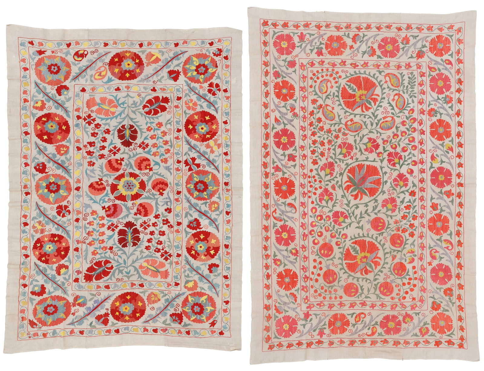 Two Vintage Central Asian Suzani Embroidered Wall Hangings (1 of 7)