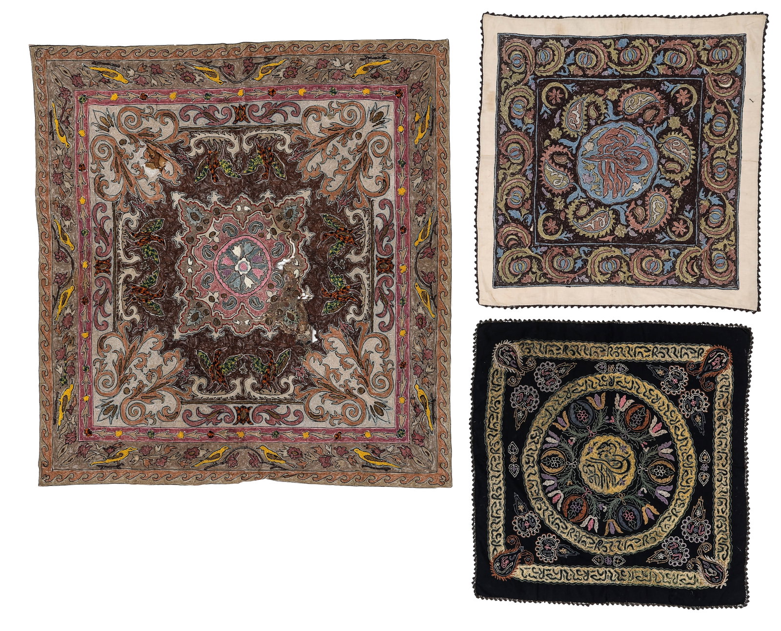 Three Turkish Ottoman Embroidered Textiles with Tugra, 19th C. (1 of 5)