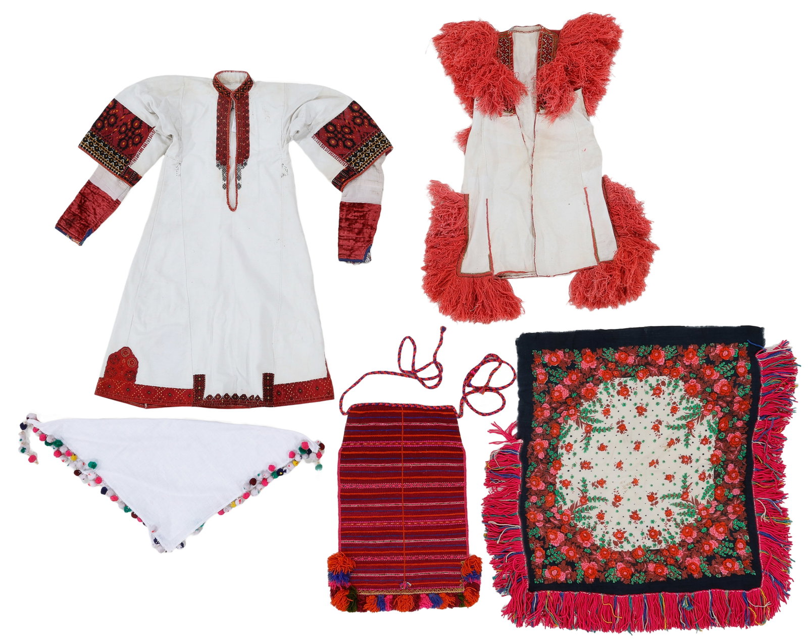Woman's Folk Costume, Mariovo Villages, Macedonia, circa 1920s/30s: Woman's Folk Costume, Mariovo Villages, Macedonia, circa 1920s/30s. Ranging in size from: 1'5'' x 2'0'' (43 x 61 cm) to 5'1'' x 3'6'' (155 x 107 cm). Lovely looking with vivid colors, traditional Mace