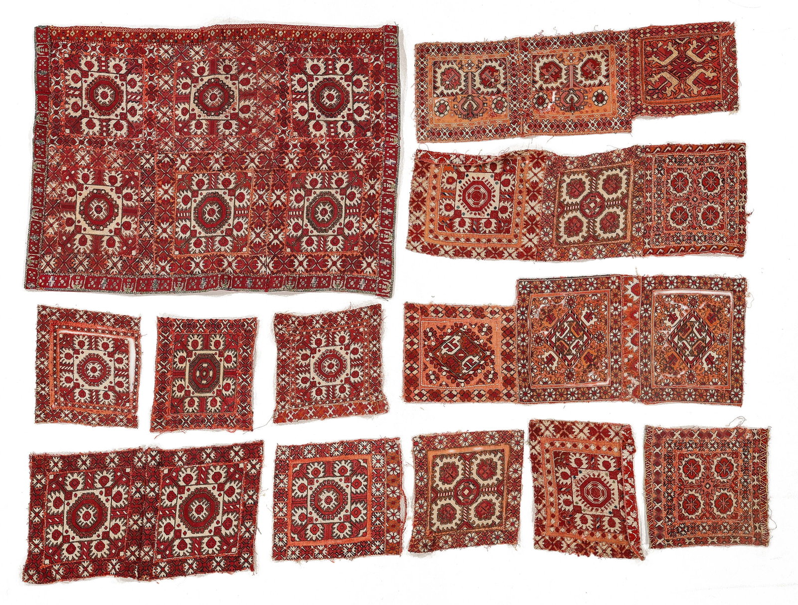 Macedonian Silk and Metal Thread Embroidered Panels, 19th C.: Macedonian Silk and Metal Thread Embroidered Panels, 19th C. Ranging in size from: 0'6'' x 0'7'' (15 x 18 cm) to 1'11'' x 1'6'' (58 x 46 cm). Composite pieces, group of 12. Provenance: private NY coll