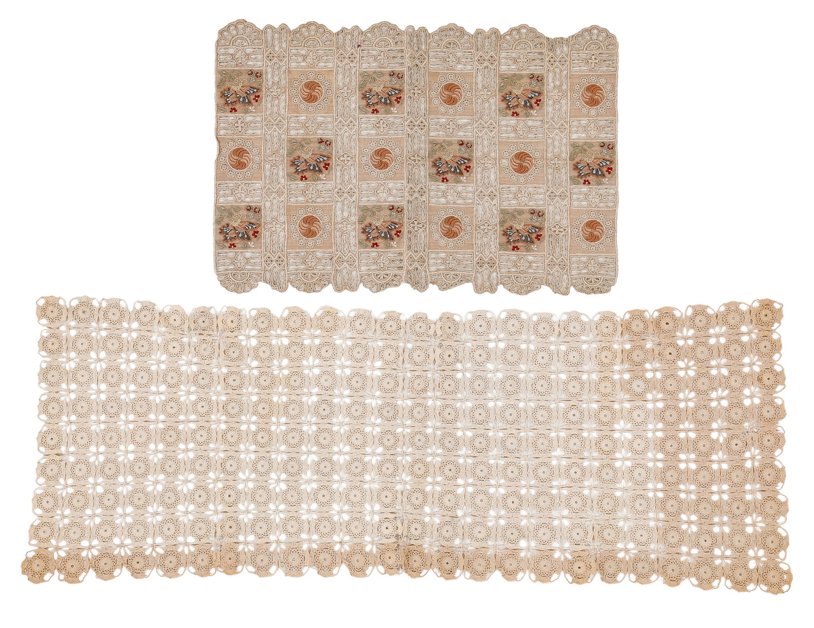 Chinese Export Silk Embroidered Textile and Openwork Lace Panel (1 of 3)