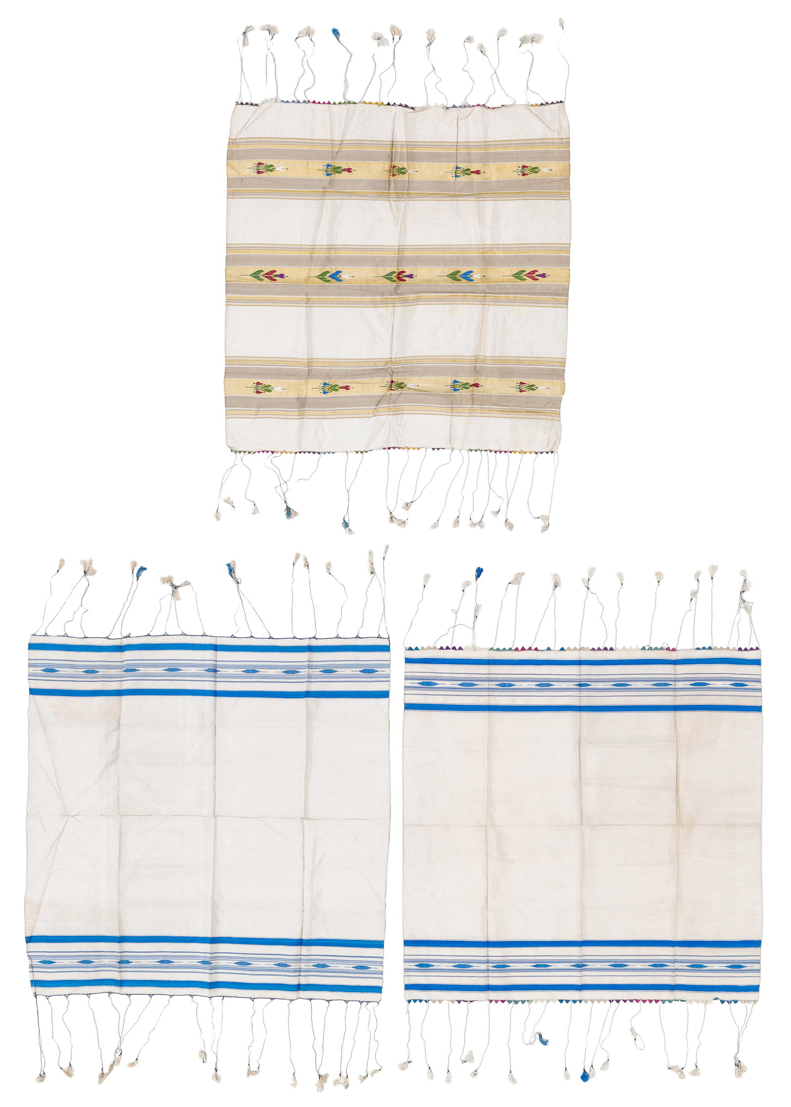 Three Judaica Prayer Shawls (Talit), Mid 20th C. (1 of 5)