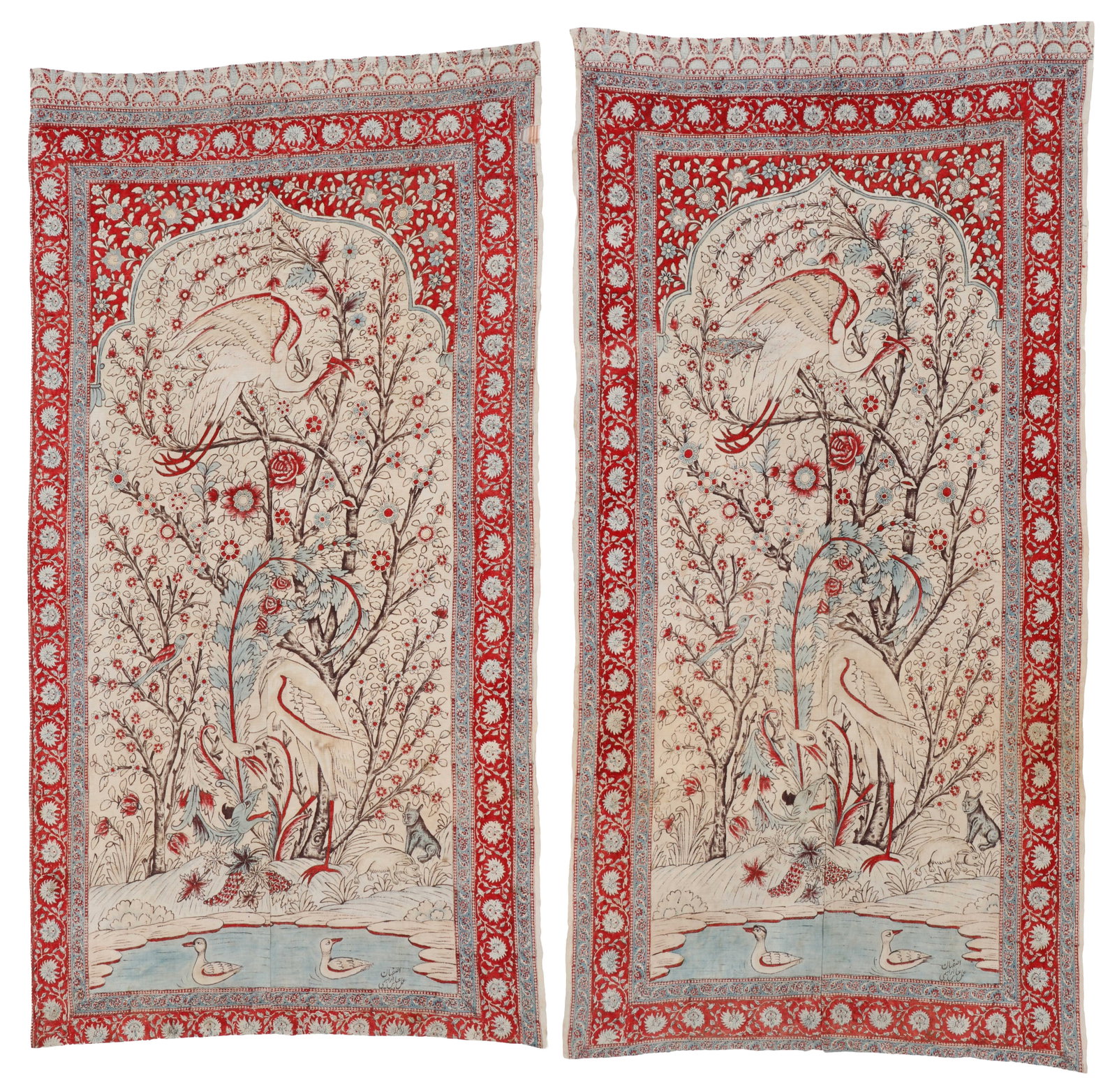Pair of Isfahan Block Print "Tree of Life" Wall Hangings, Persia, Late 19th C. (1 of 11)