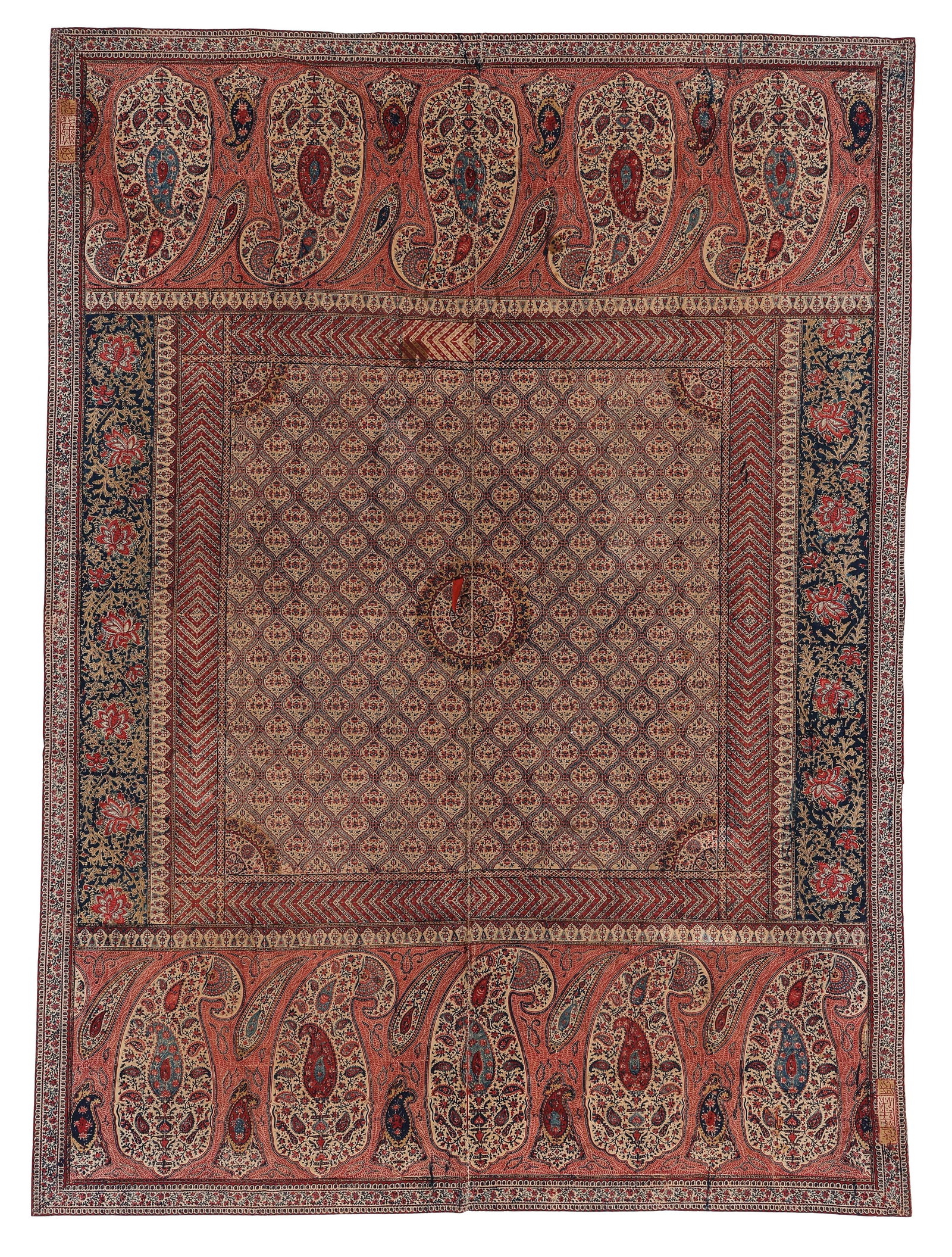 Indo-Persian Kalamkari Block Print Wall Hanging, Late 19th C. (1 of 3)