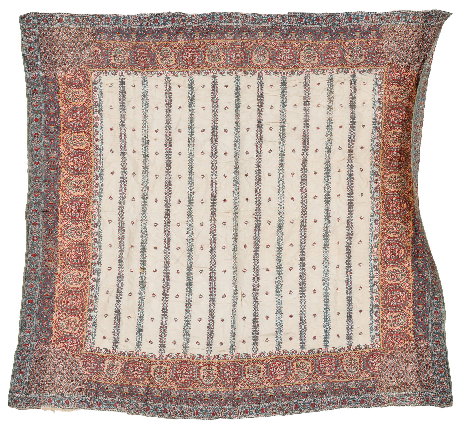 Persian Wool Square Shawl, Late 19th/Early 20th C. (1 of 4)