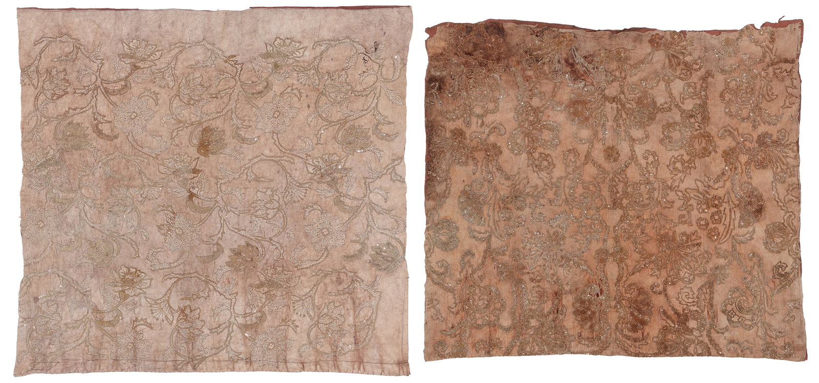 Two Antique Tunisian Silk Sequin Textile Fragments (1 of 9)