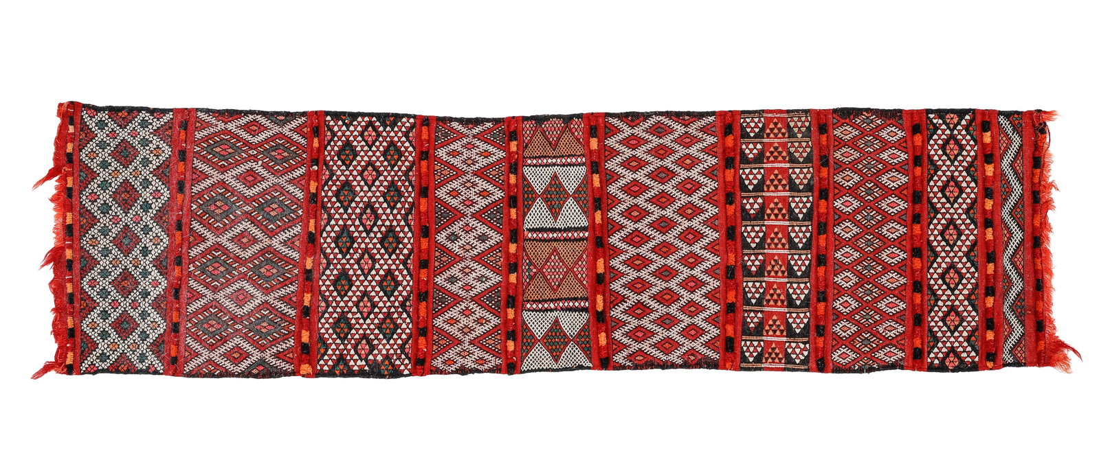 Moroccan Wool Woven Runner, 20th C., 4'9'' x 1'3'' (1 of 3)