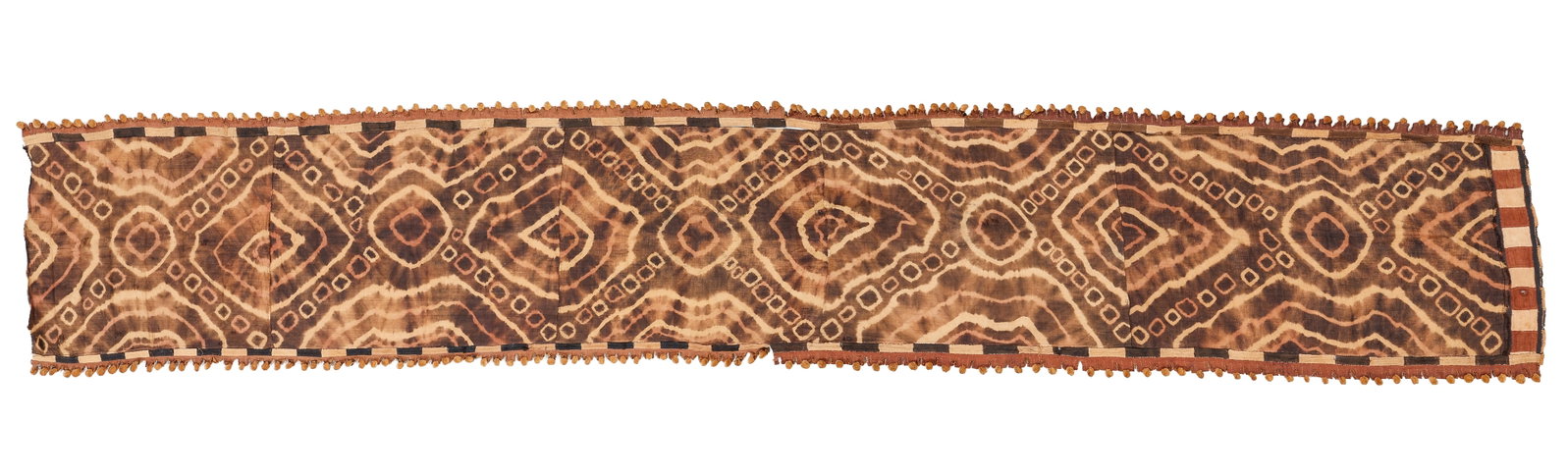 Kuba Raffia and Tie-Dye Dance Skirt, Democratic Republic of Congo, 12'11'' x 2'2'' (1 of 2)