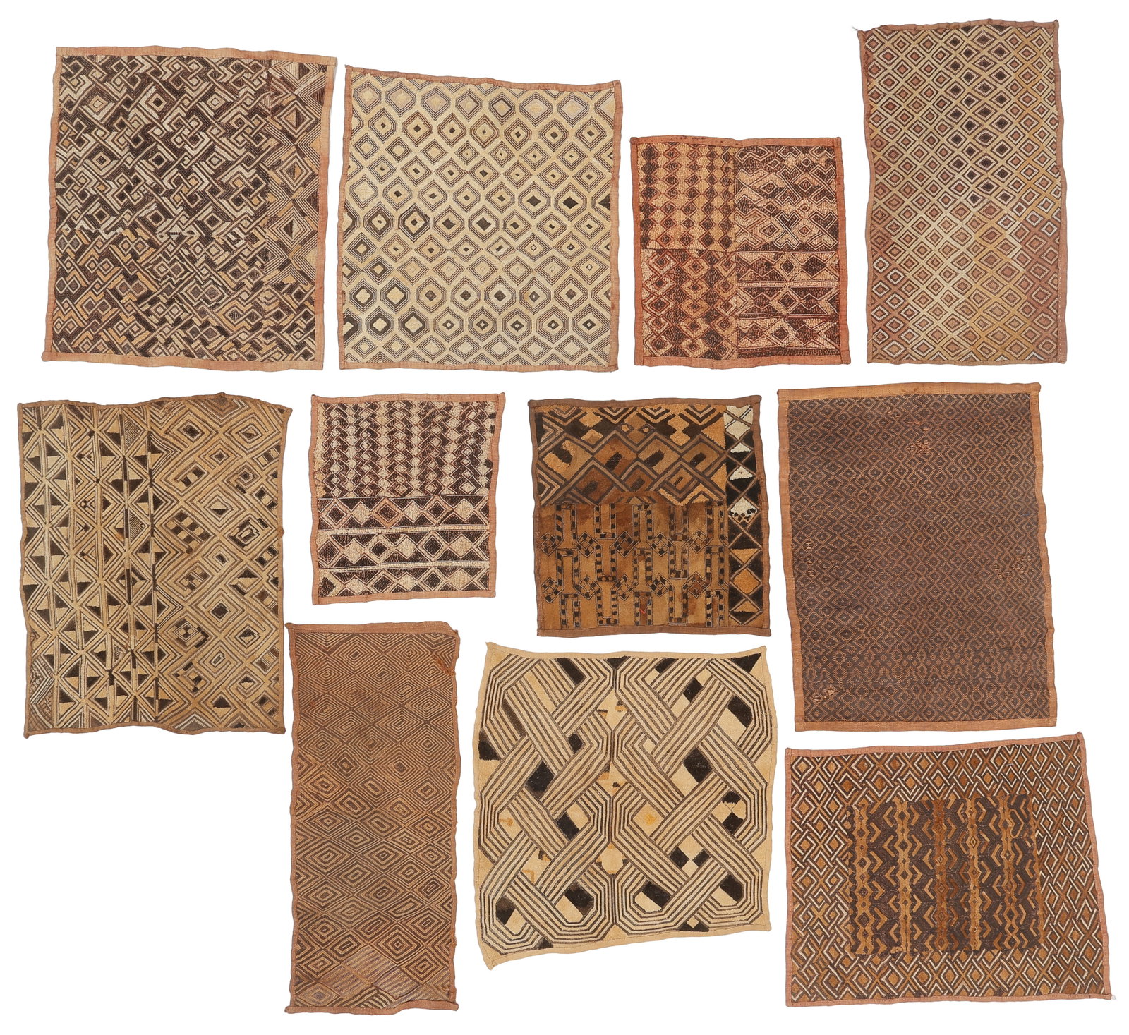 Eleven Kuba Raffia Textiles, Democratic Republic of the Congo, 20th C. (1 of 4)