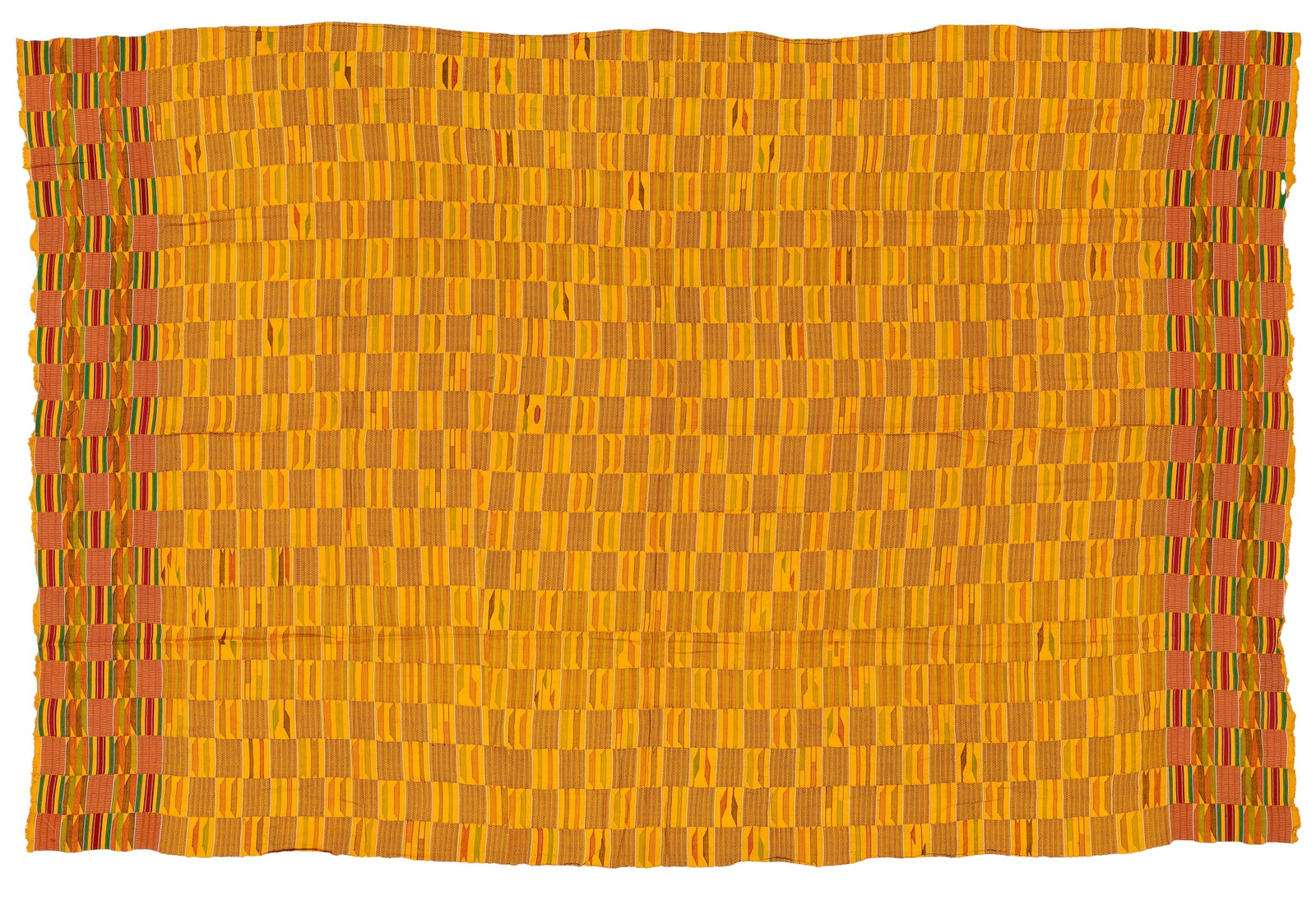 Asante Kente Cloth, Ghana, West Africa, Mid 20th C., 6'9" x 11': Asante Kente Cloth, Ghana, West Africa, Mid 20th C. Size: 6'9'' x 11'0'' (206 x 335 cm). Strip-woven cotton and silk. Provenance: Estate of Michelle Gilbert.
