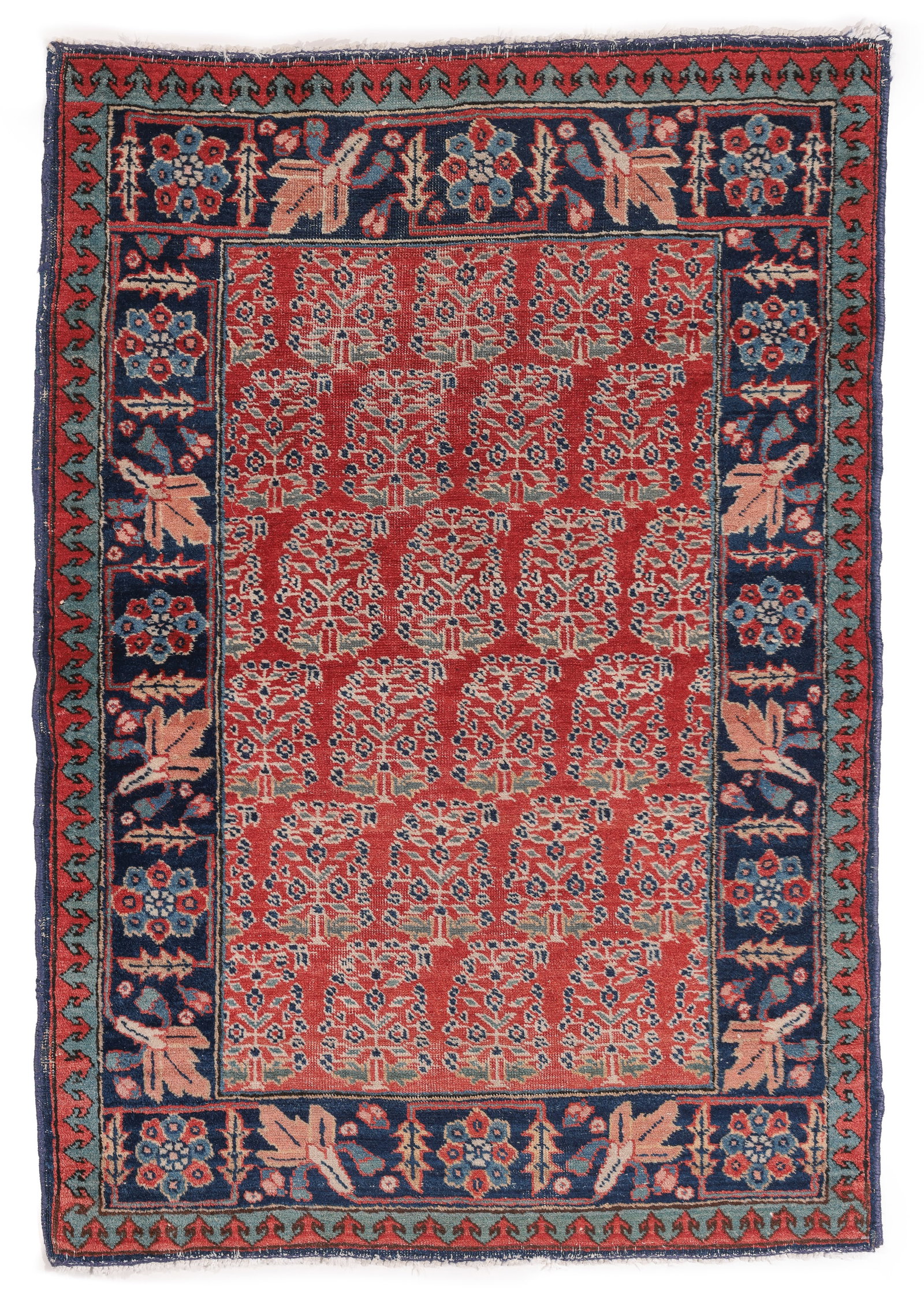 Tabriz Boteh Rug, Persia, Early 20th C., 2'10'' x 4'1'': Tabriz Boteh Rug, Persia, Early 20th C., 2'10'' x 4'1'' (86 x 124 cm). Weight: 5 lbs. Material: wool pile, cotton warp, cotton weft.