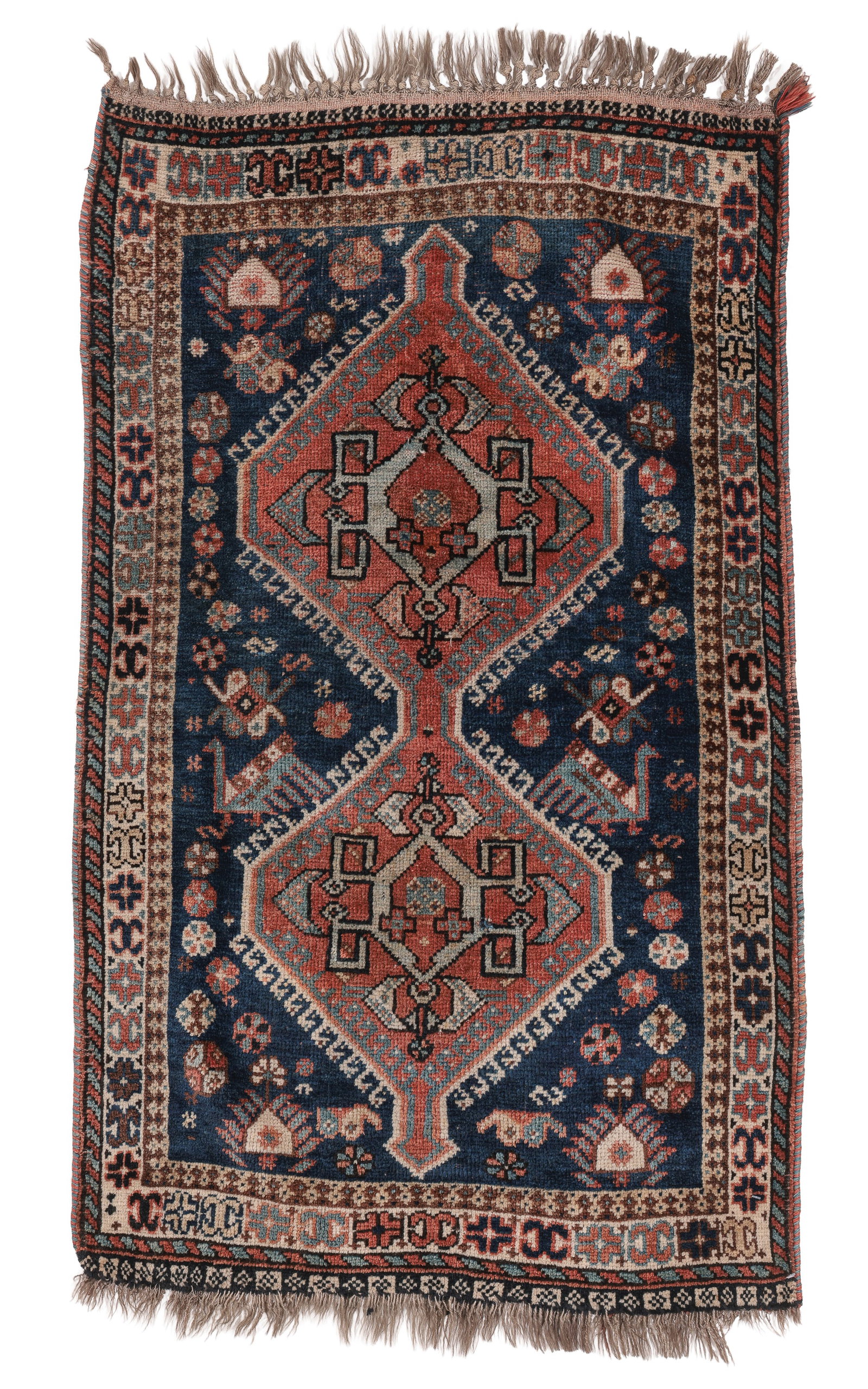 Gashgai Small Rug, Persia, Early 20th C., 2'7'' x 4'4'': Gashgai Small Rug, Persia, Early 20th C., 2'7'' x 4'4'' (79 x 132 cm). Weight: 4 lbs. Material: wool pile, wool warp, wool weft.