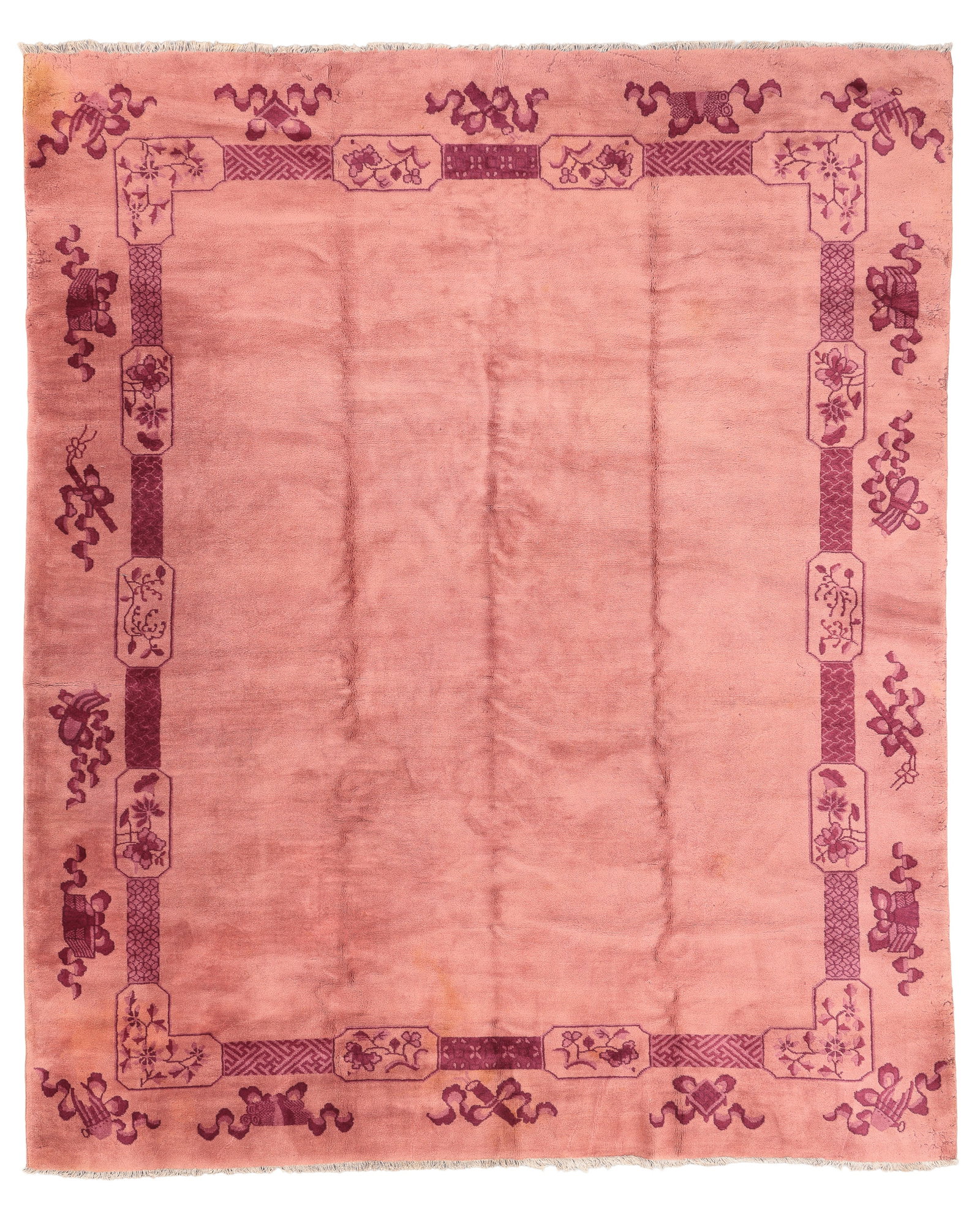 Early Chinese Art Deco Rug, Peking, Ca. 1920, 8'0'' x 9'9'': Early Chinese Art Deco Rug, Peking, Ca. 1920, 8'0'' x 9'9'' (244 x 297 cm). Weight: 54 lbs. Material: wool pile, cotton warp, cotton weft.