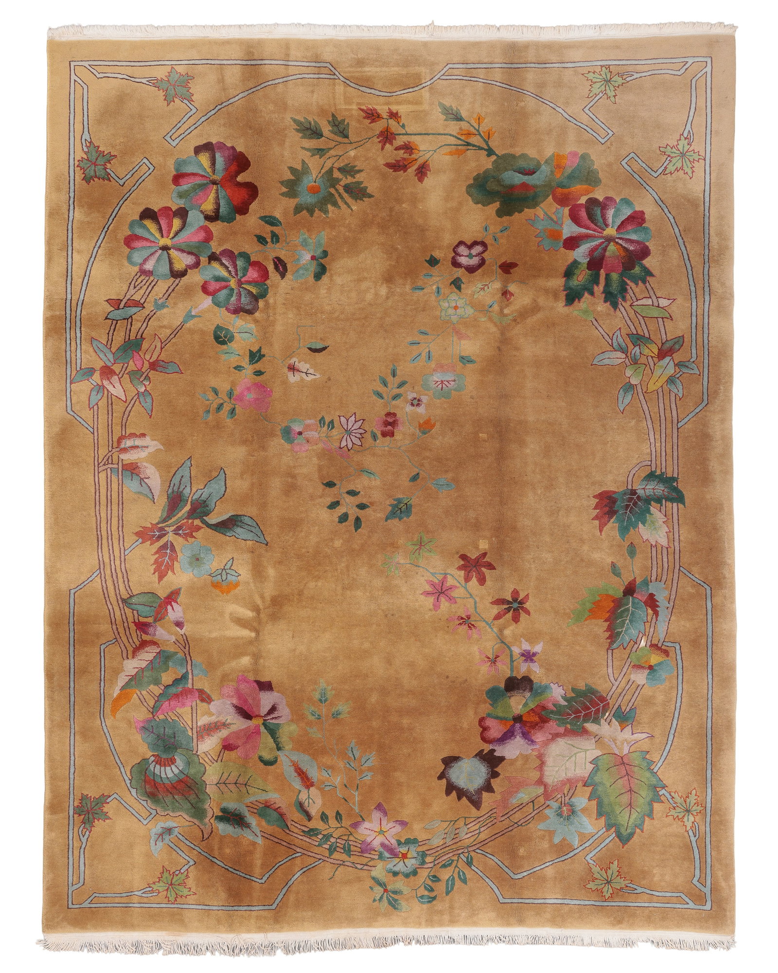 Fine Chinese Art Deco Rug, Ca. 1930's/40's, 9'0'' x 12'0'': Fine Chinese Art Deco Rug, Ca. 1930's/40's, 9'0'' x 12'0'' (274 x 366 cm). Weight: 103 lbs. Material: wool pile, cotton warp, cotton weft.