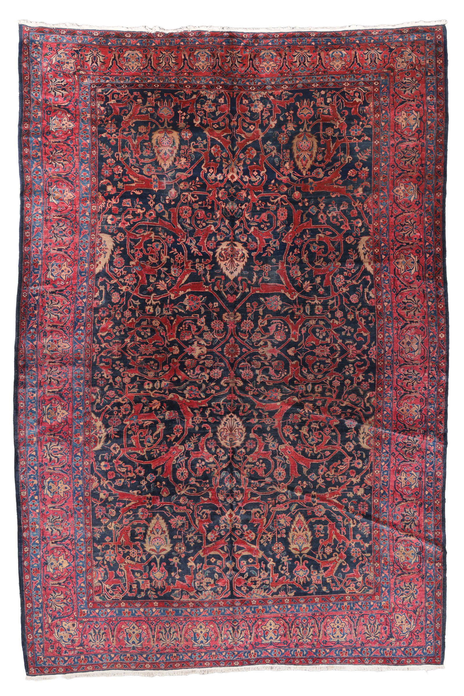 Blue Mahajeran Sarouk Rug, Persia, Ca. 1910, 10'0'' x 15'0'': Blue Mahajeran Sarouk Rug, Persia, Ca. 1910, 10'0'' x 15'0'' (305 x 457 cm). Weight: 90 lbs. Material: wool pile, cotton warp, cotton weft. Ex. Philadelphia estate collection.